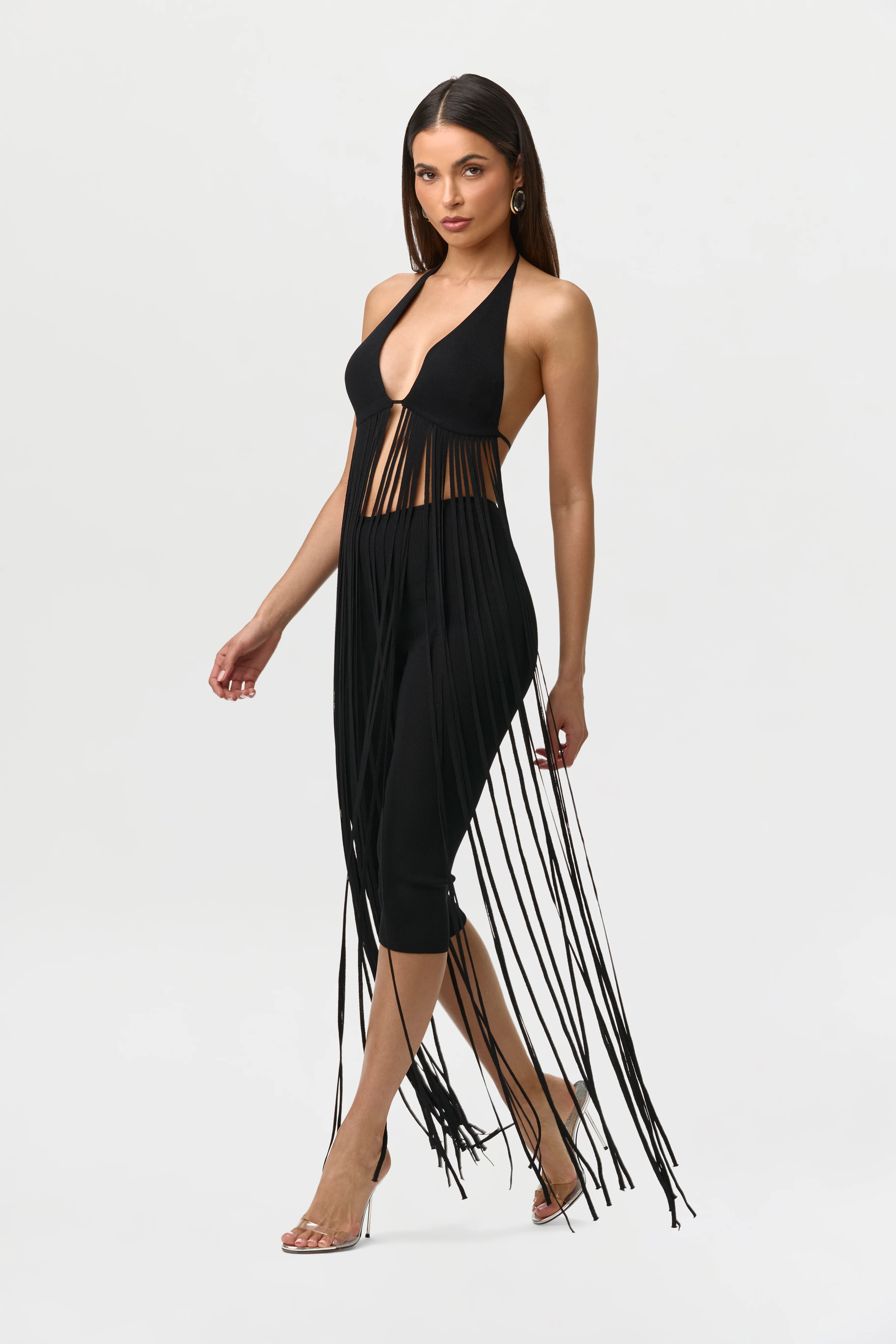 Knit Fringe Bra Halter Top - Image 4