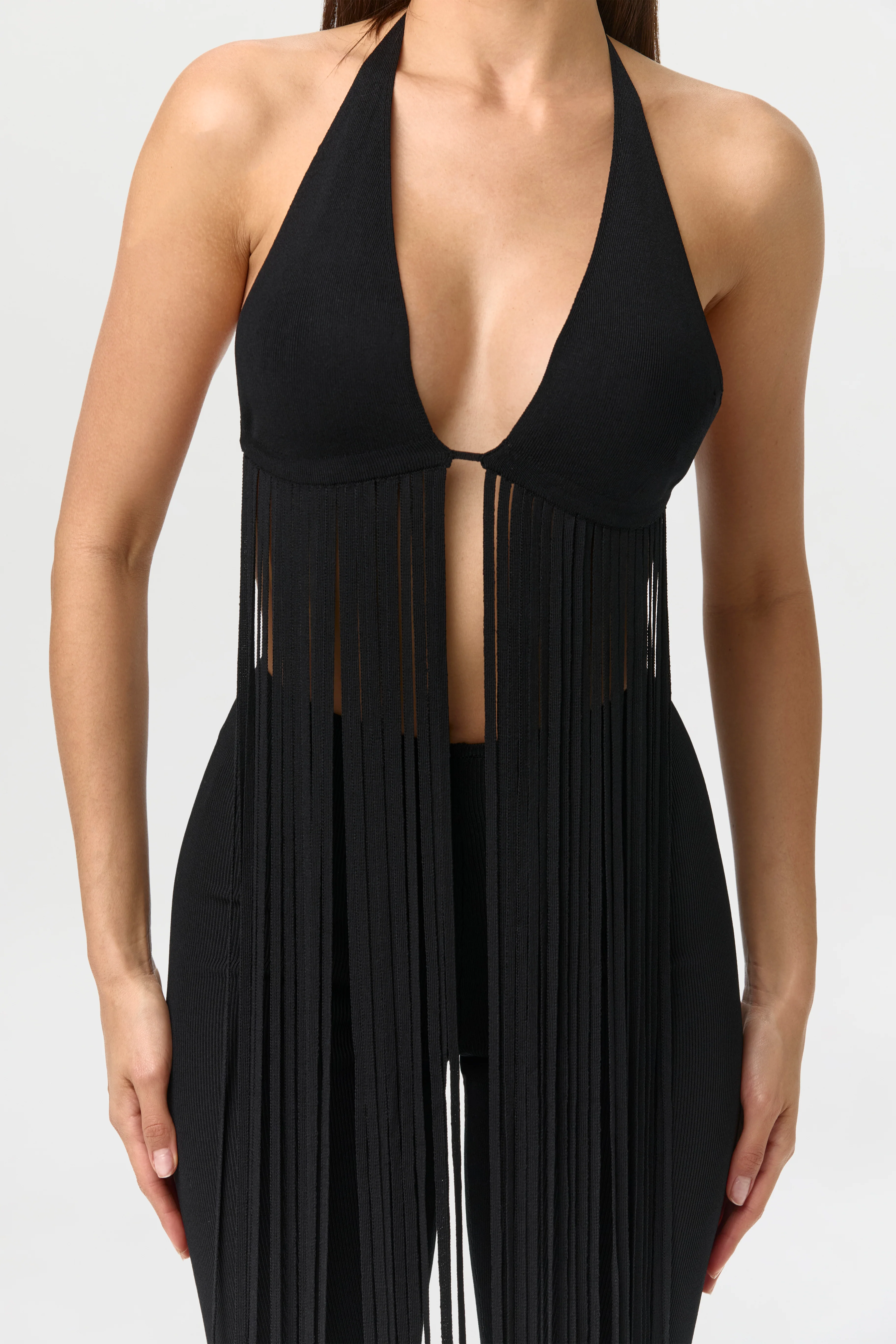 Knit Fringe Bra Halter Top - Image 6