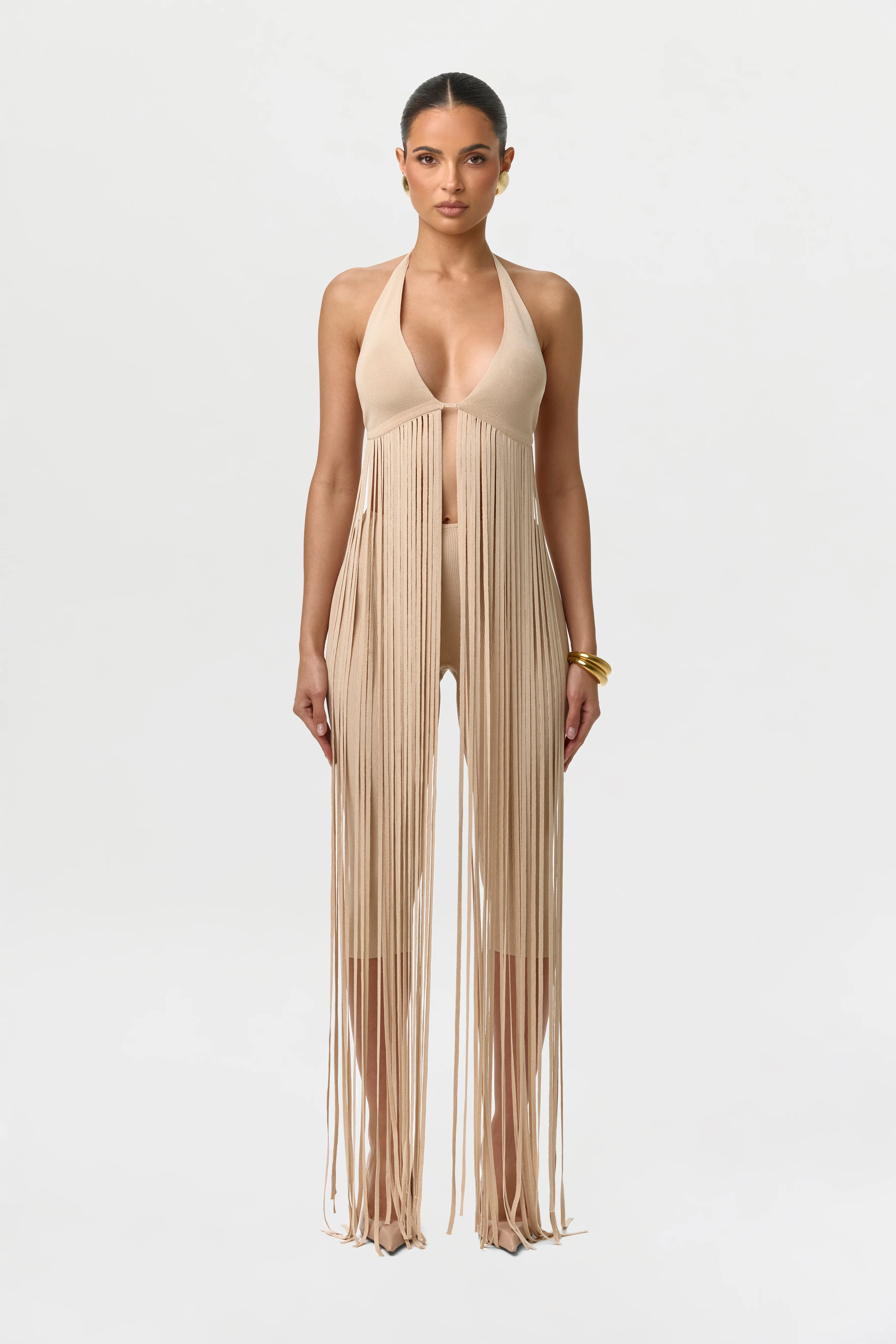 Knit Fringe Bra Halter Top - Image 7