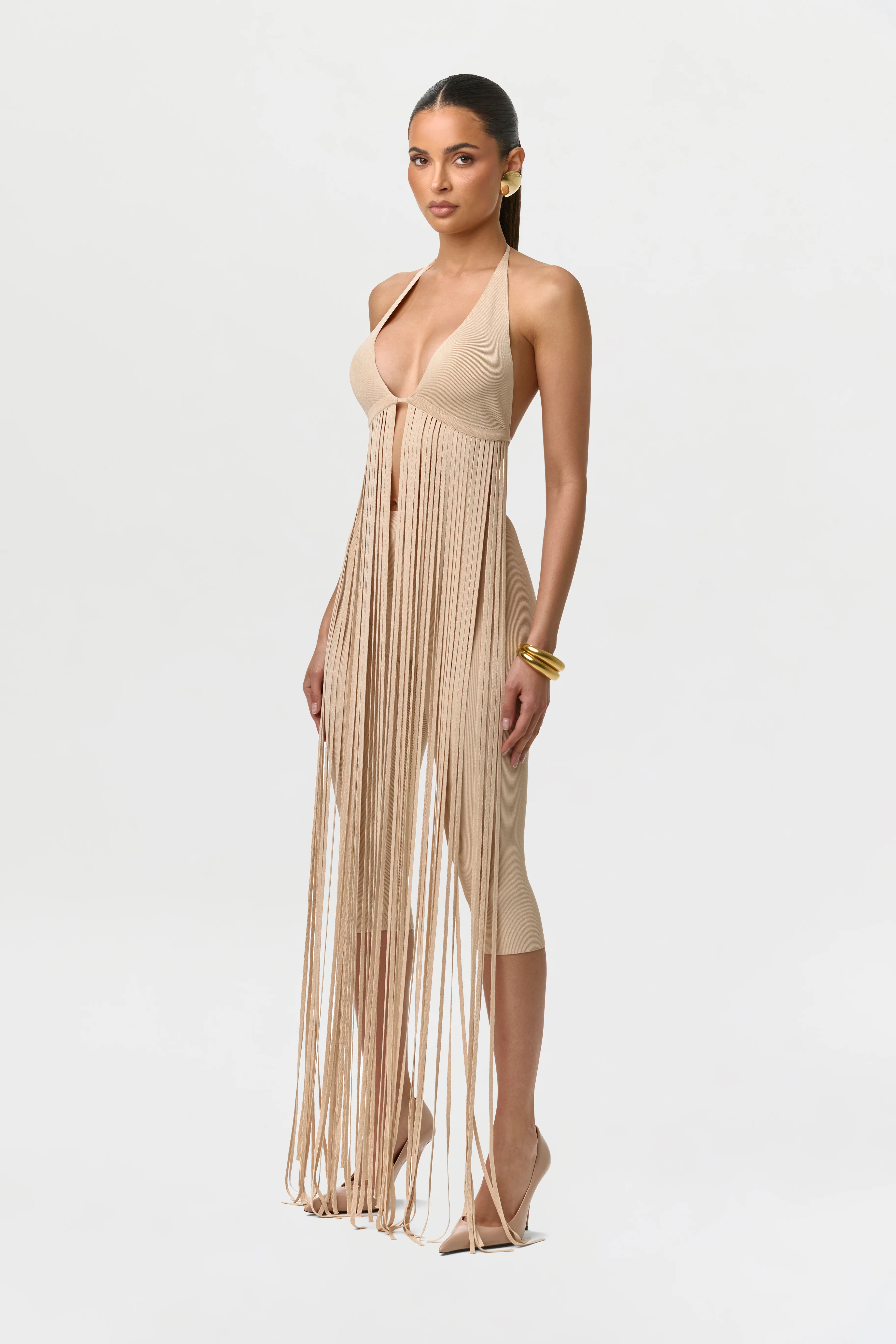 Knit Fringe Bra Halter Top - Image 9