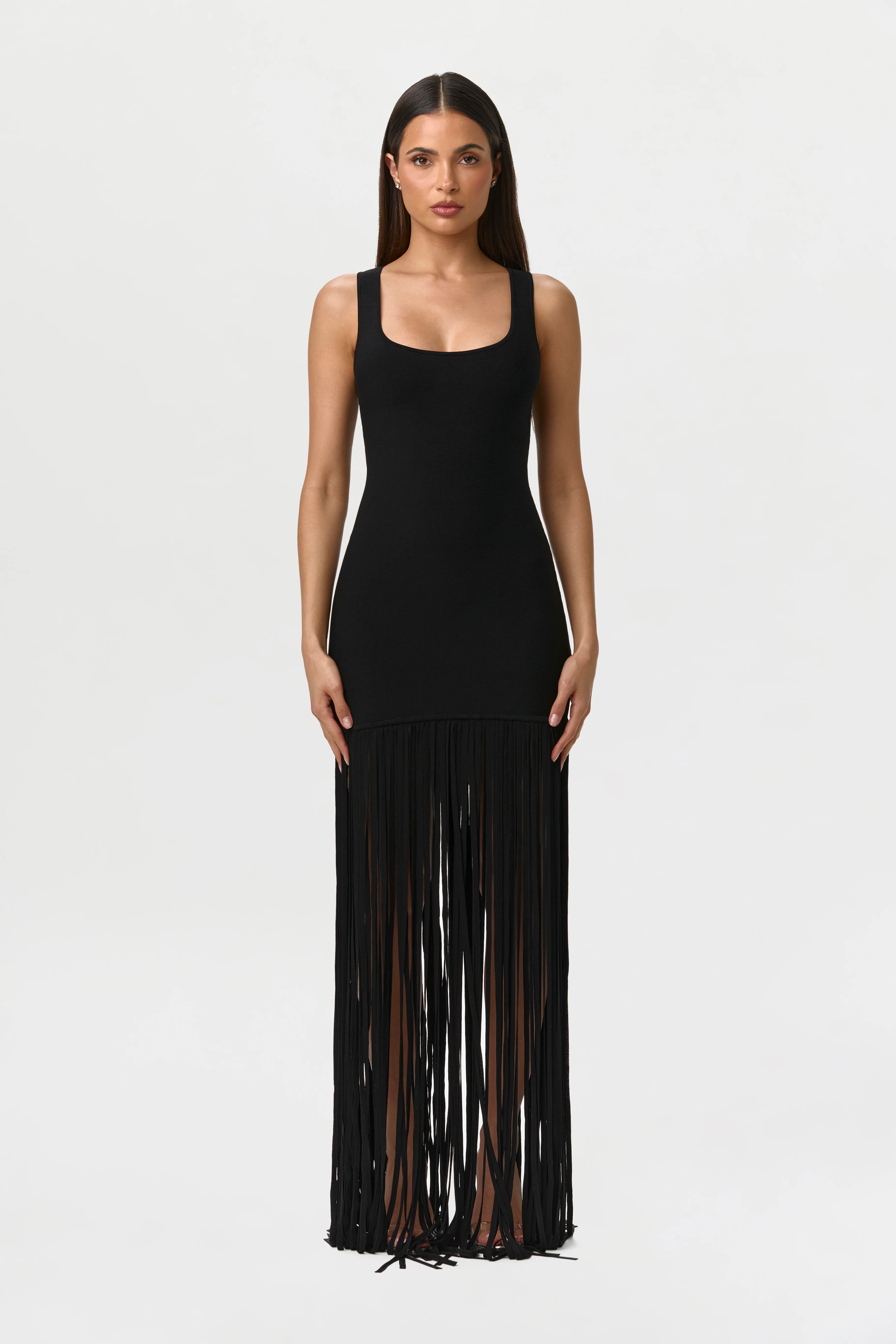 Knit Fringe Tank Dress - Image 2
