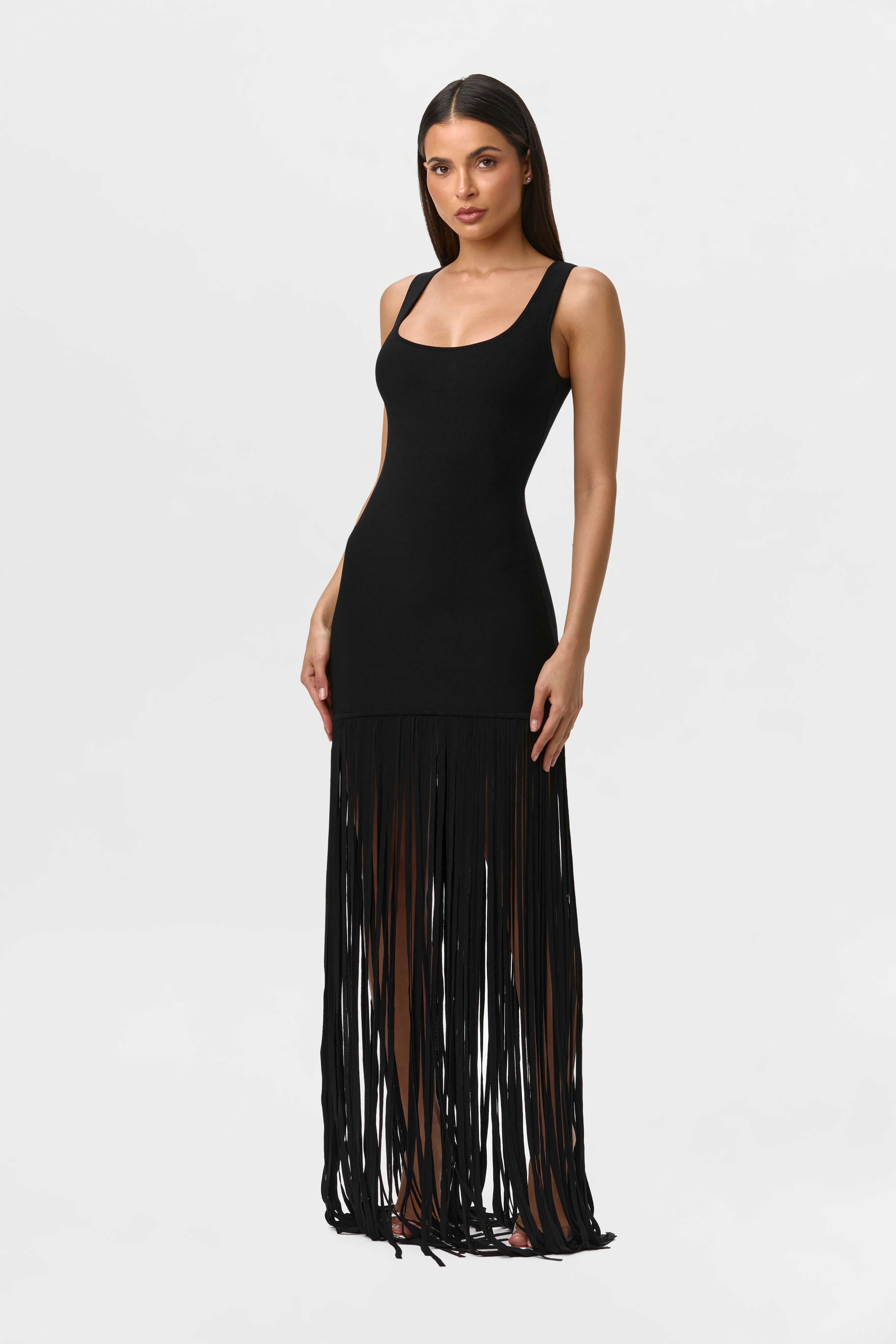 Knit Fringe Tank Dress - Image 3