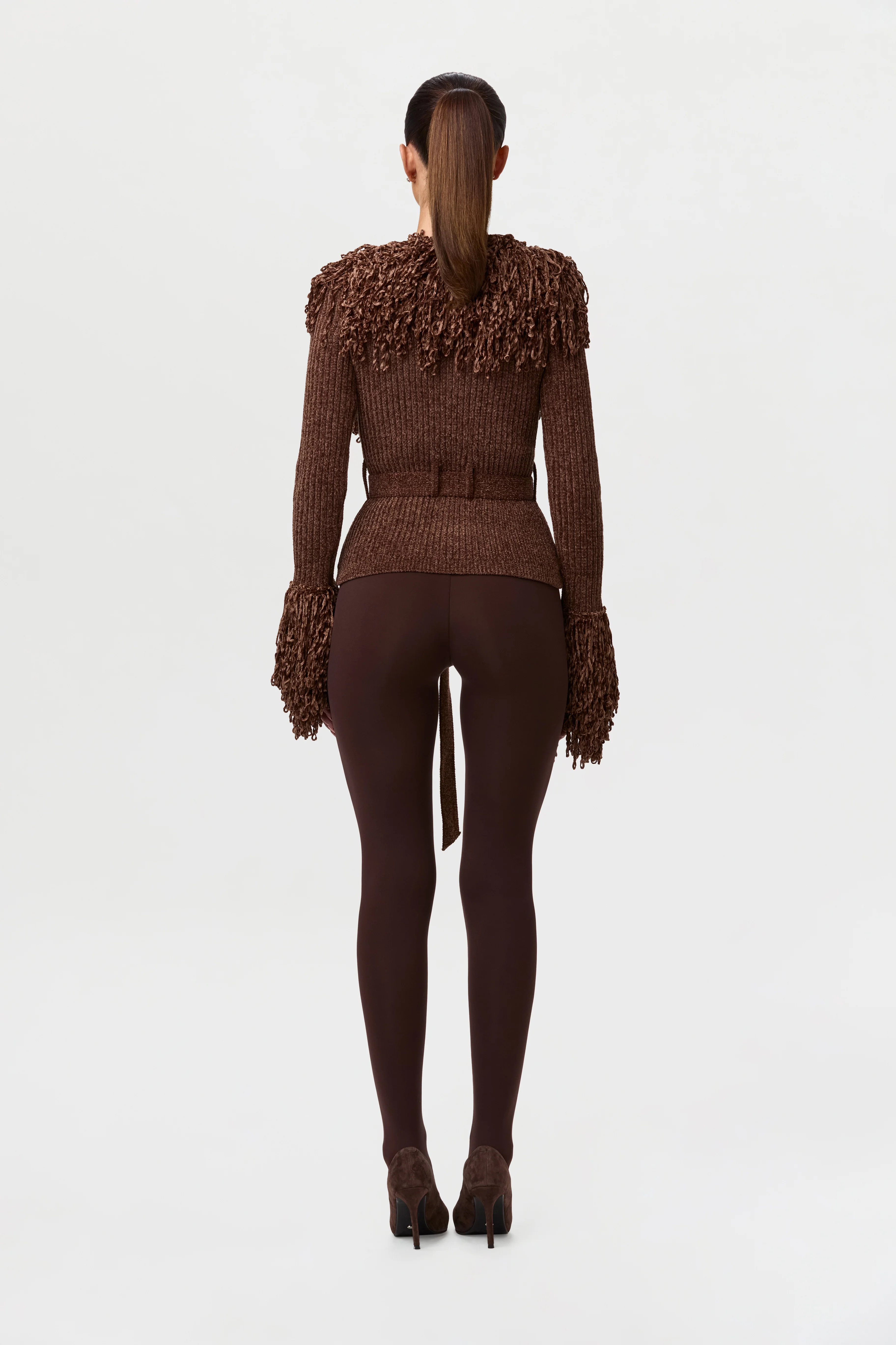 Knit Fringe V-Neck Cardigan - Image 14