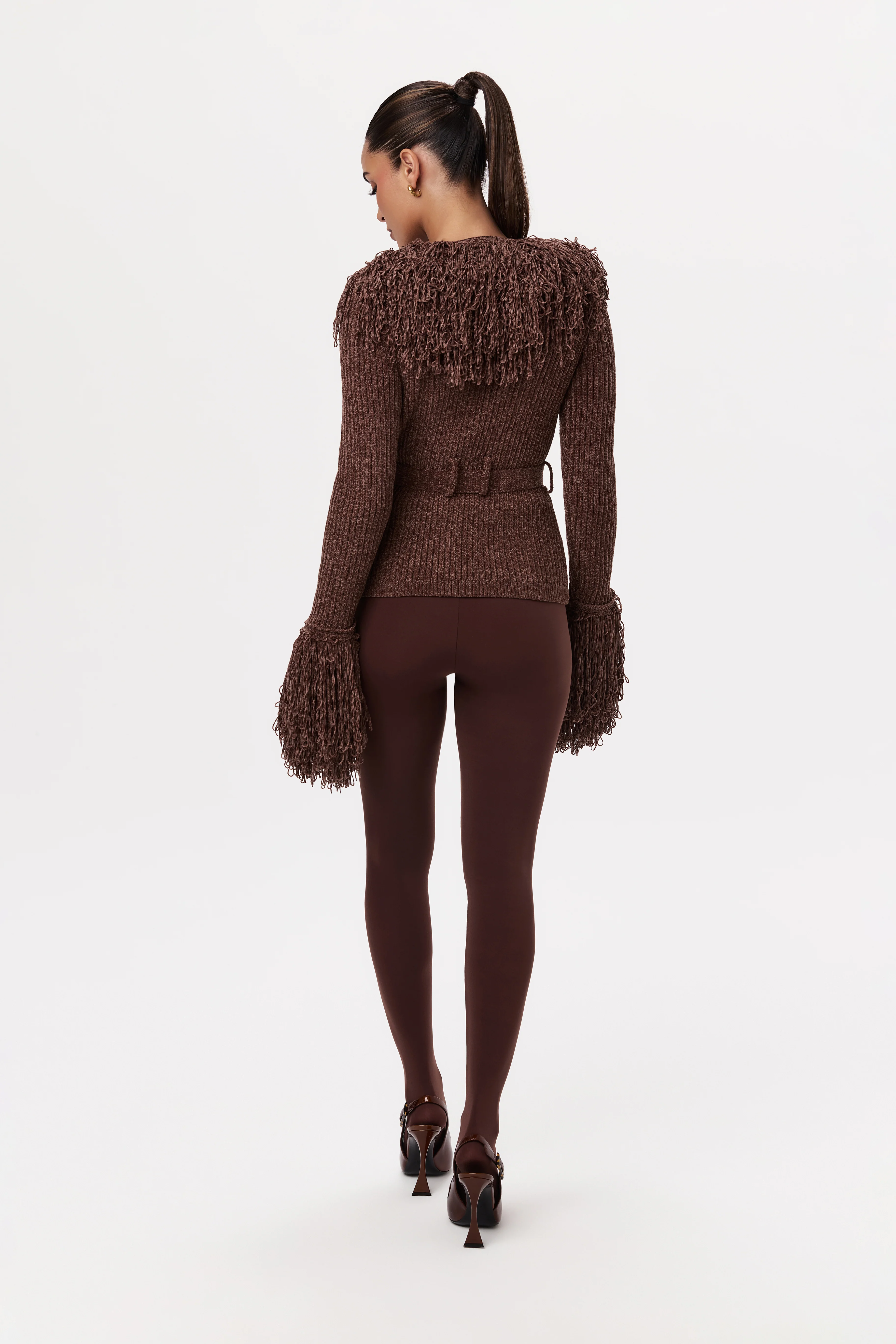 Knit Fringe V-Neck Cardigan - Image 18