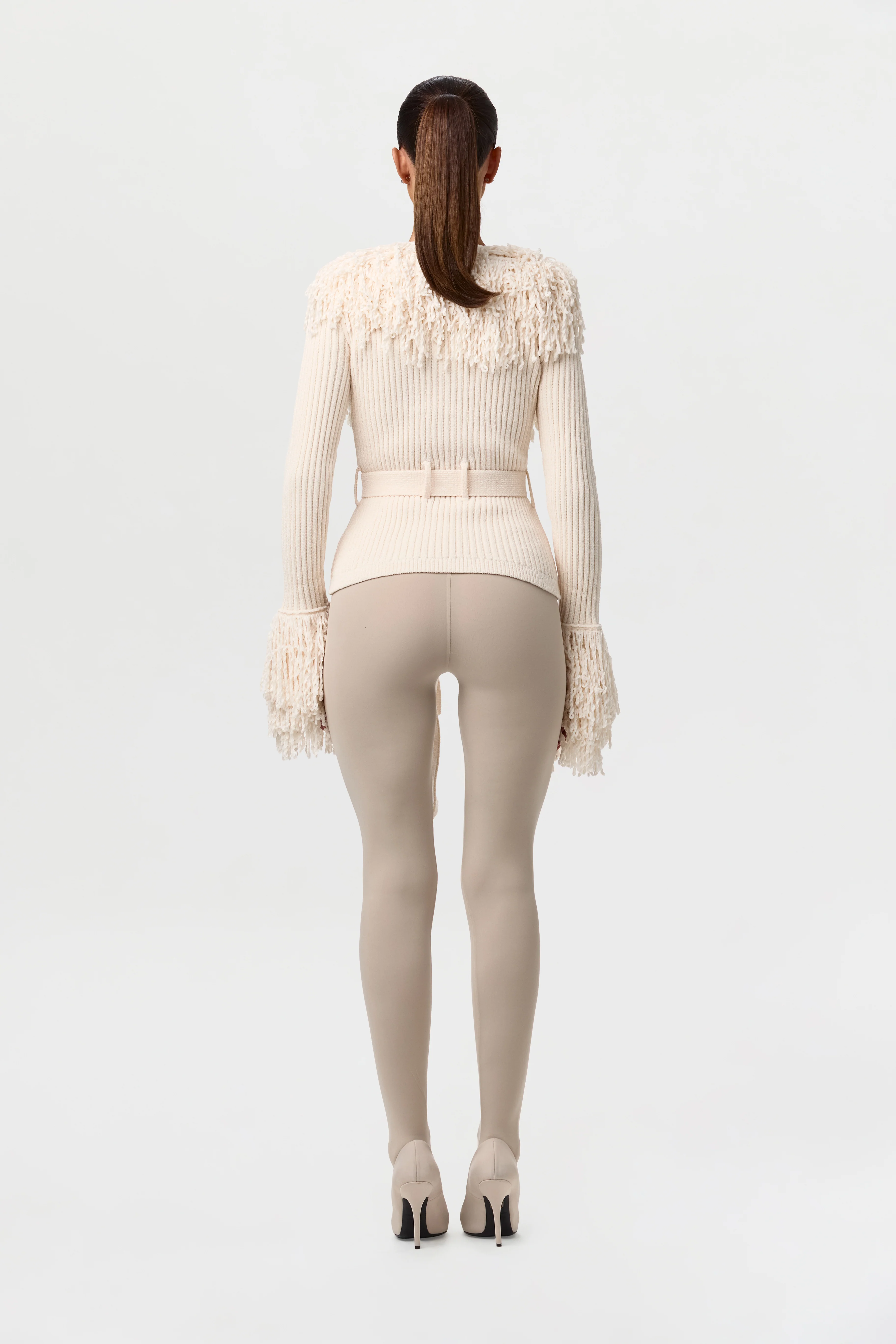Knit Fringe V-Neck Cardigan - Image 7