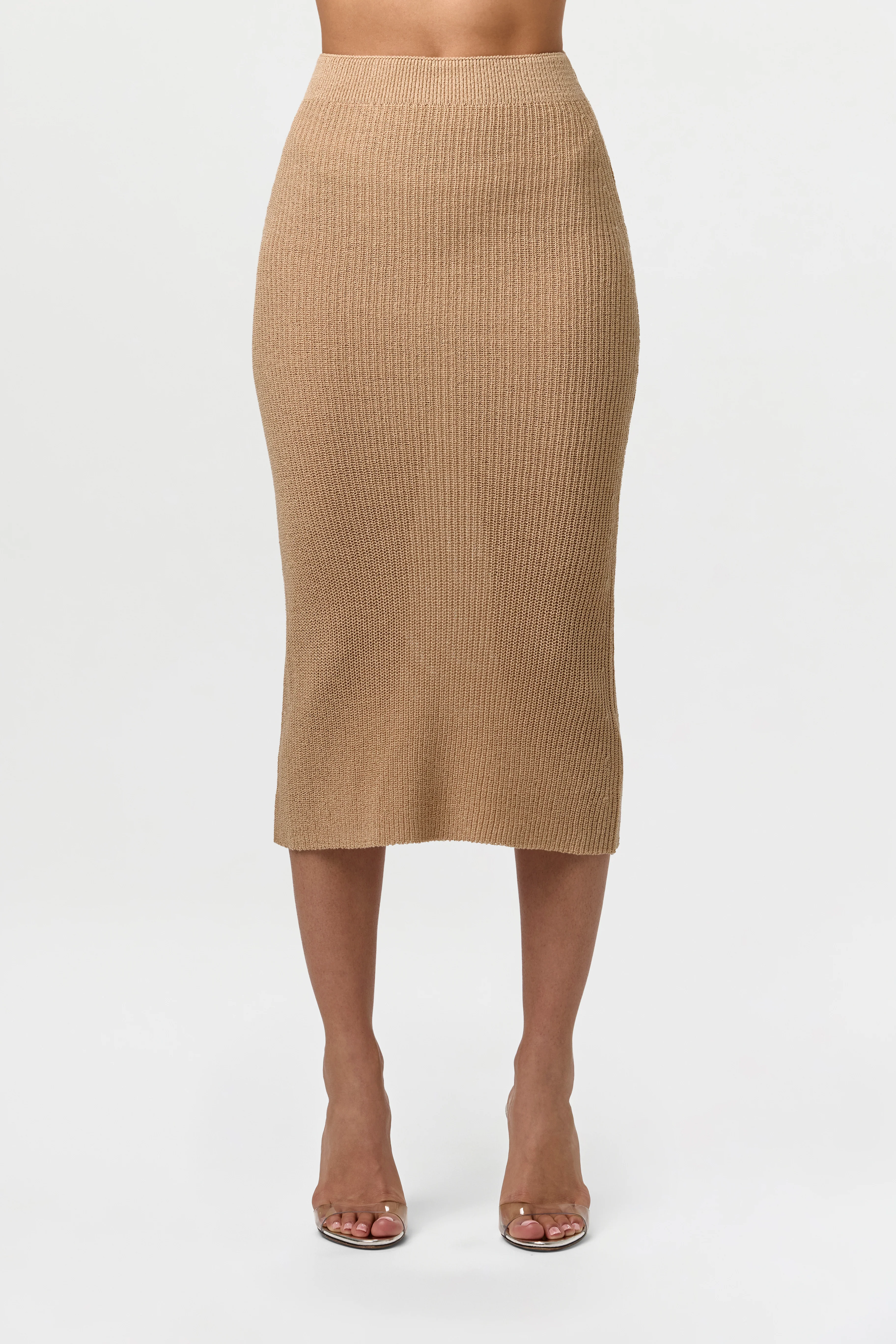 Knit High Waist Midi Skirt - Image 4