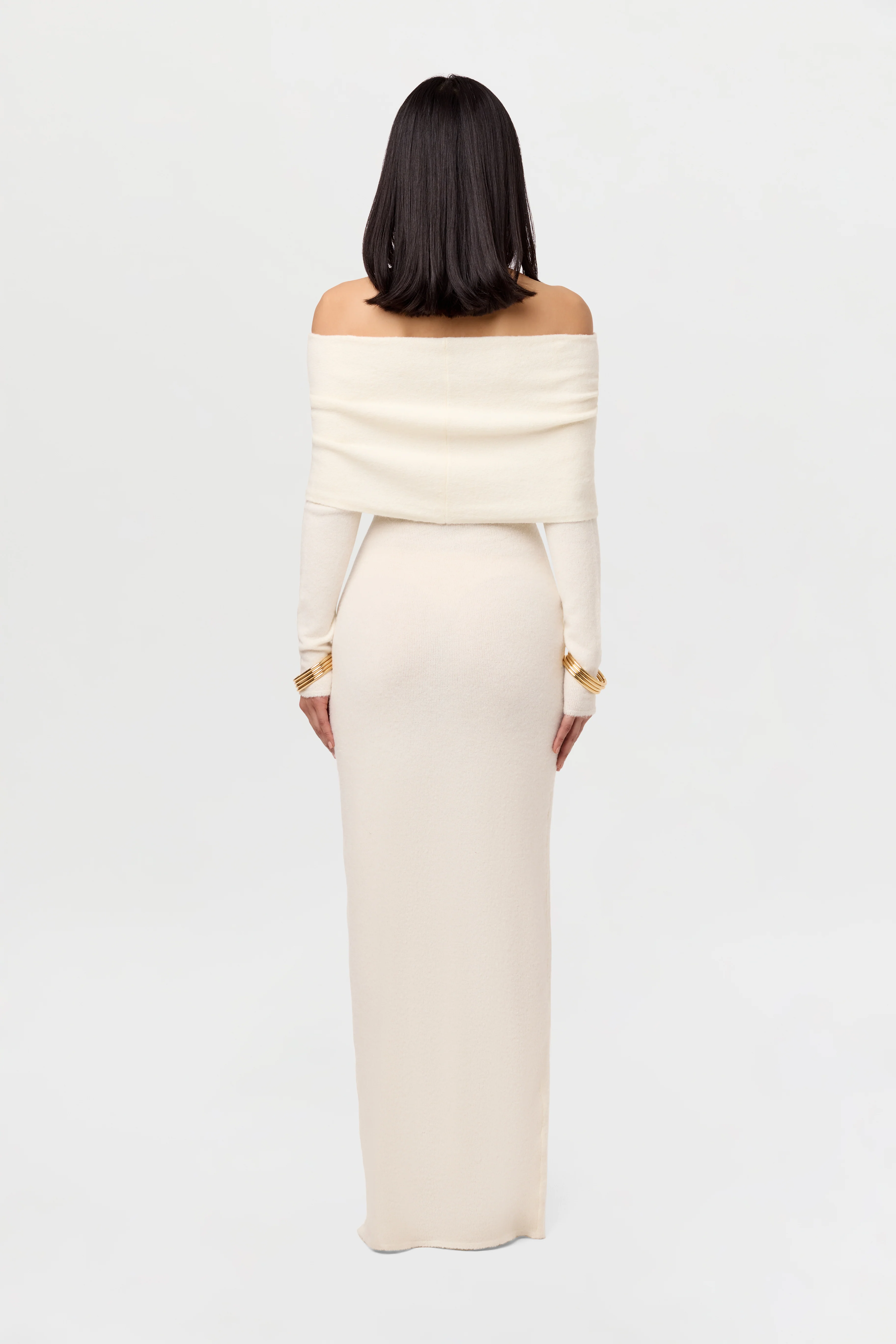 Boucle Knit Off-Shoulder Maxi Dress - Image 10