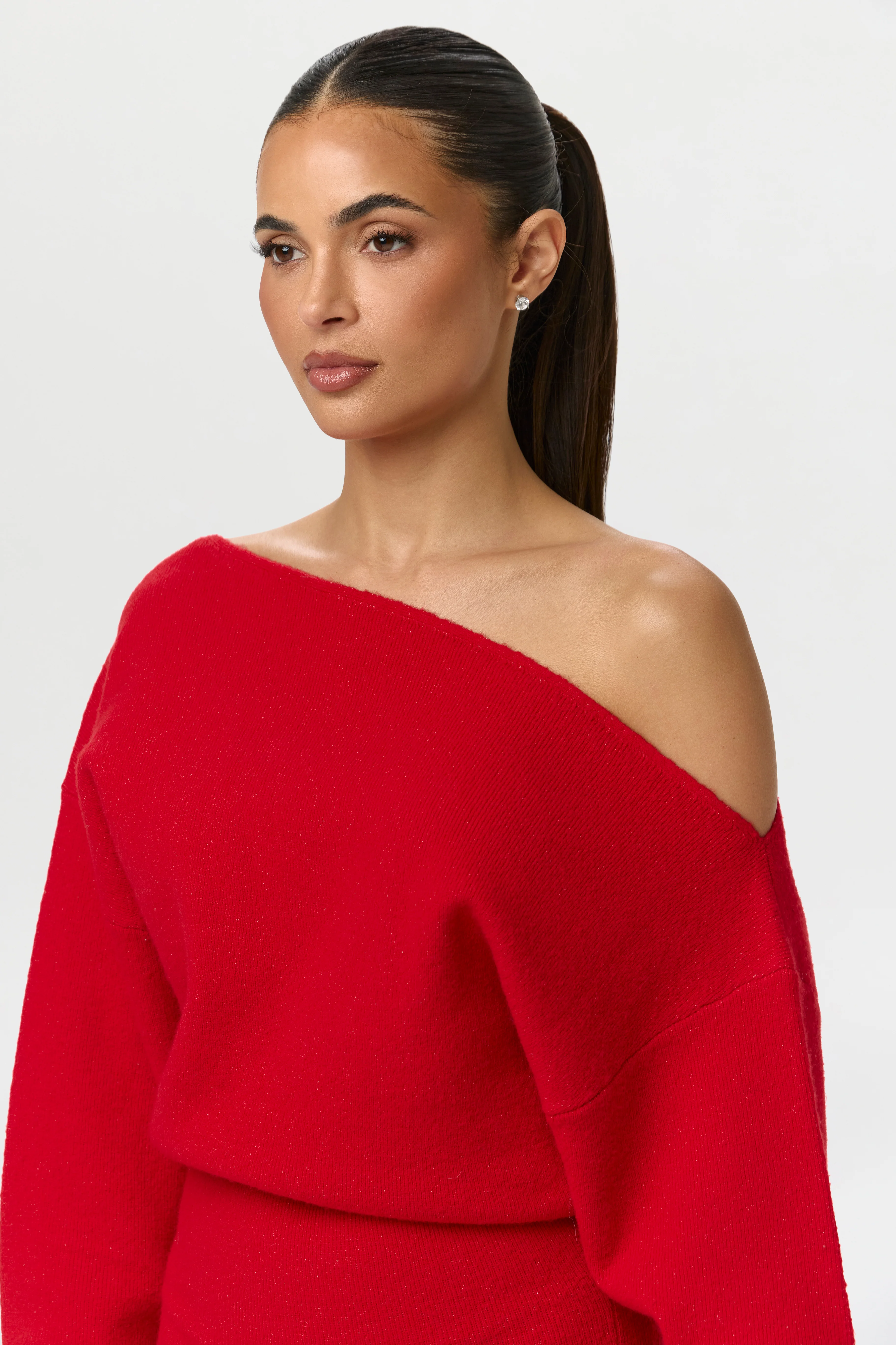 Knit Off-Shoulder Sweater Maxi Dress - Image 13