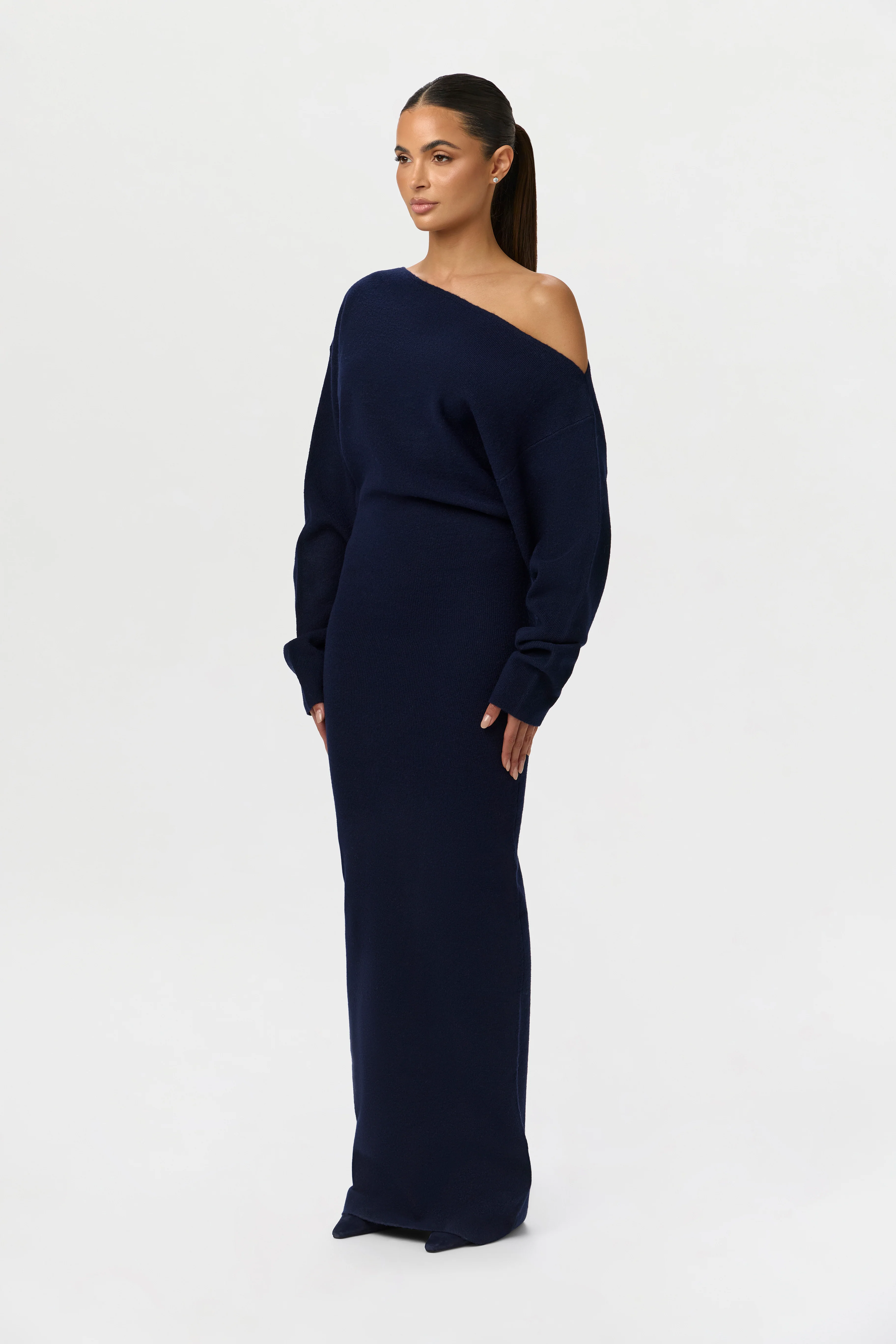 Knit Off-Shoulder Sweater Maxi Dress - Image 15
