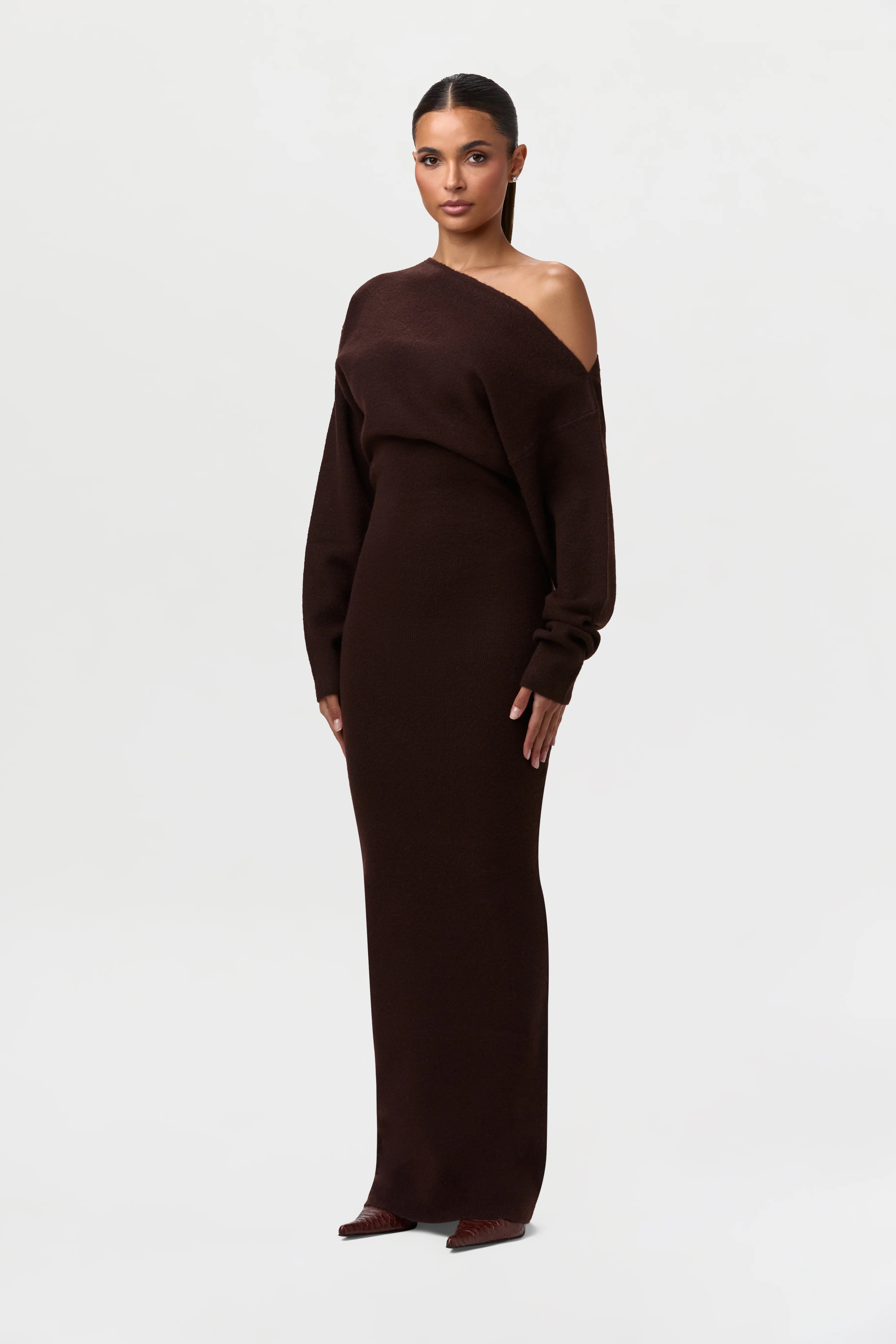 Knit Off-Shoulder Sweater Maxi Dress - Image 23
