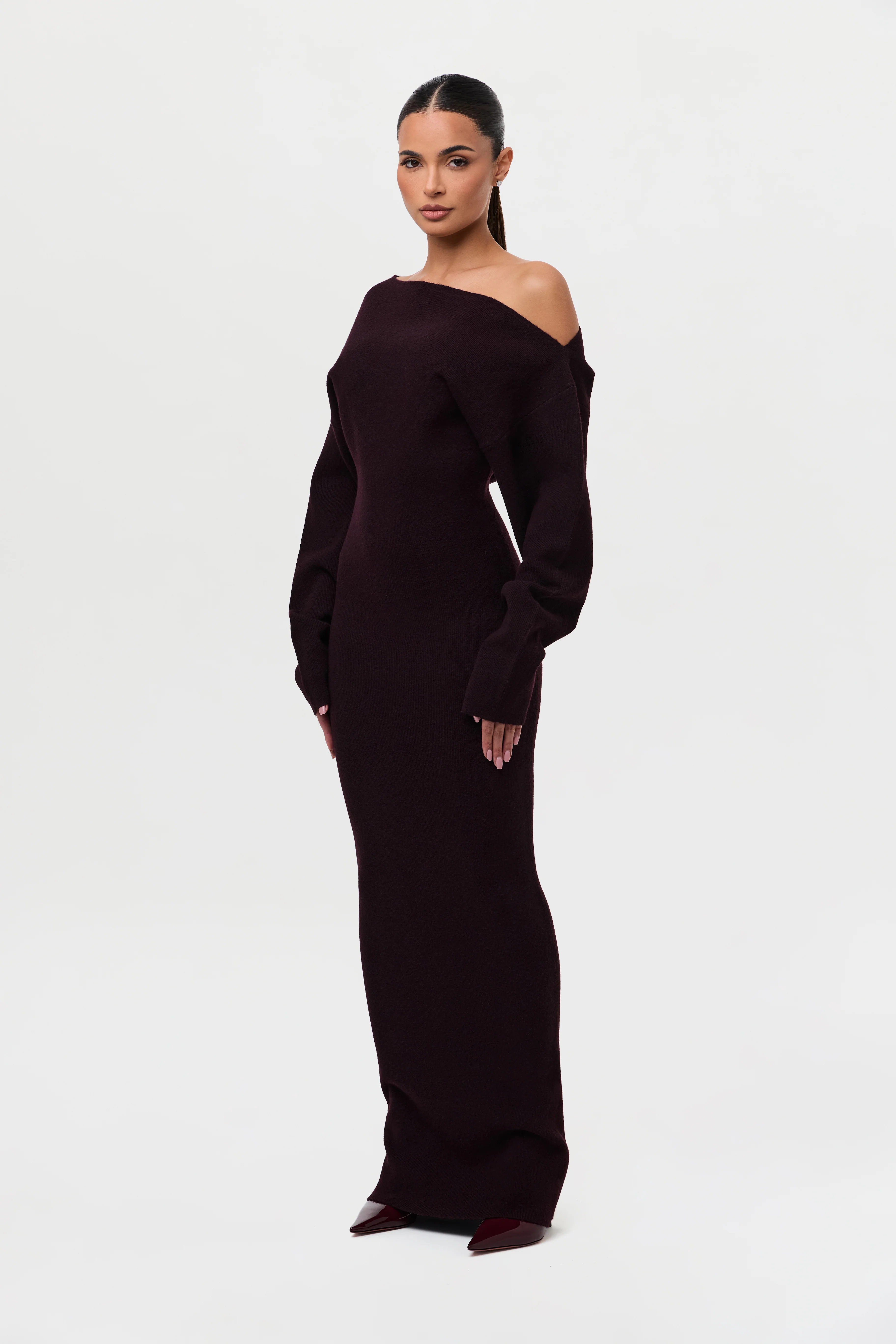 Knit Off-Shoulder Sweater Maxi Dress - Image 26