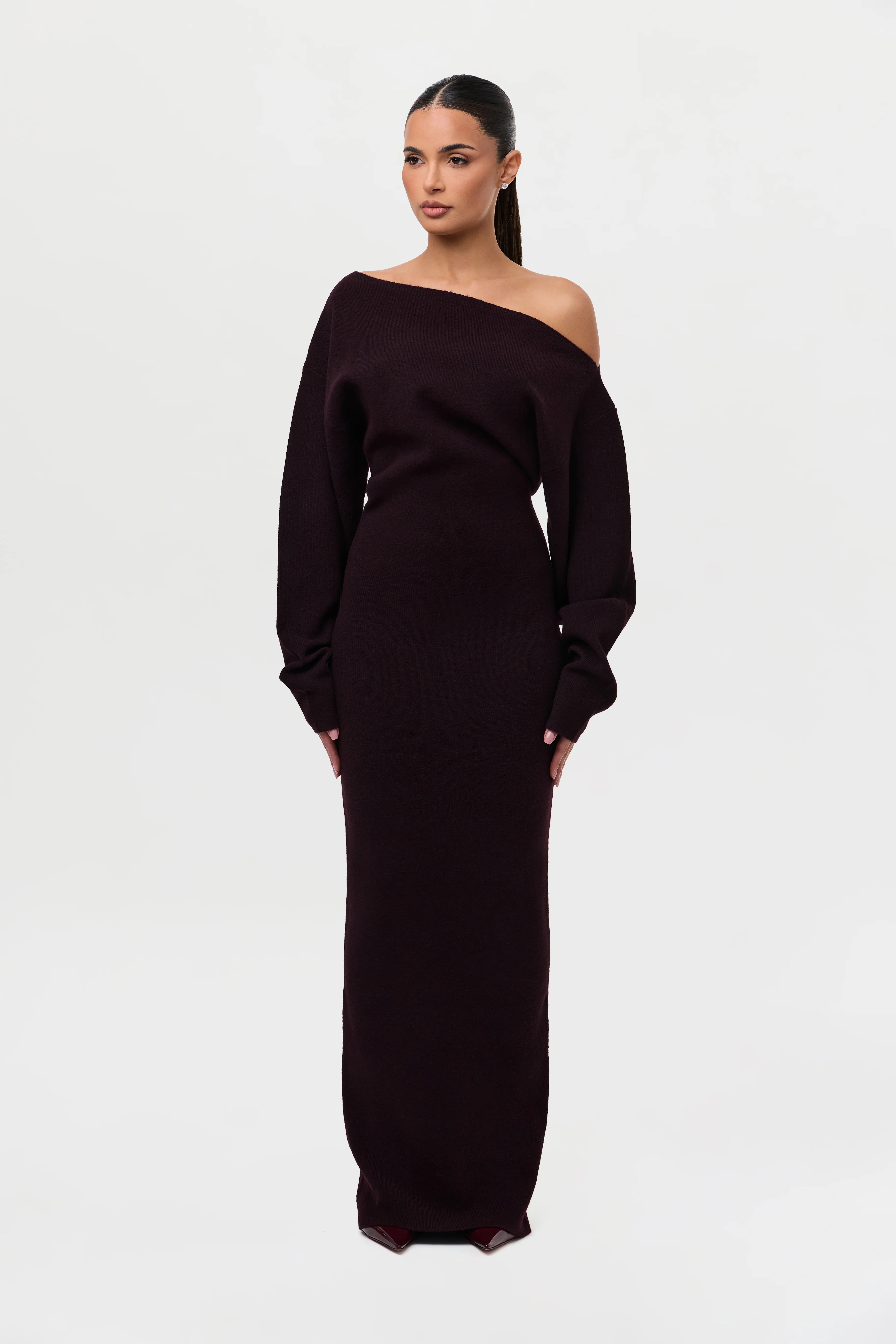 Knit Off-Shoulder Sweater Maxi Dress - Image 27