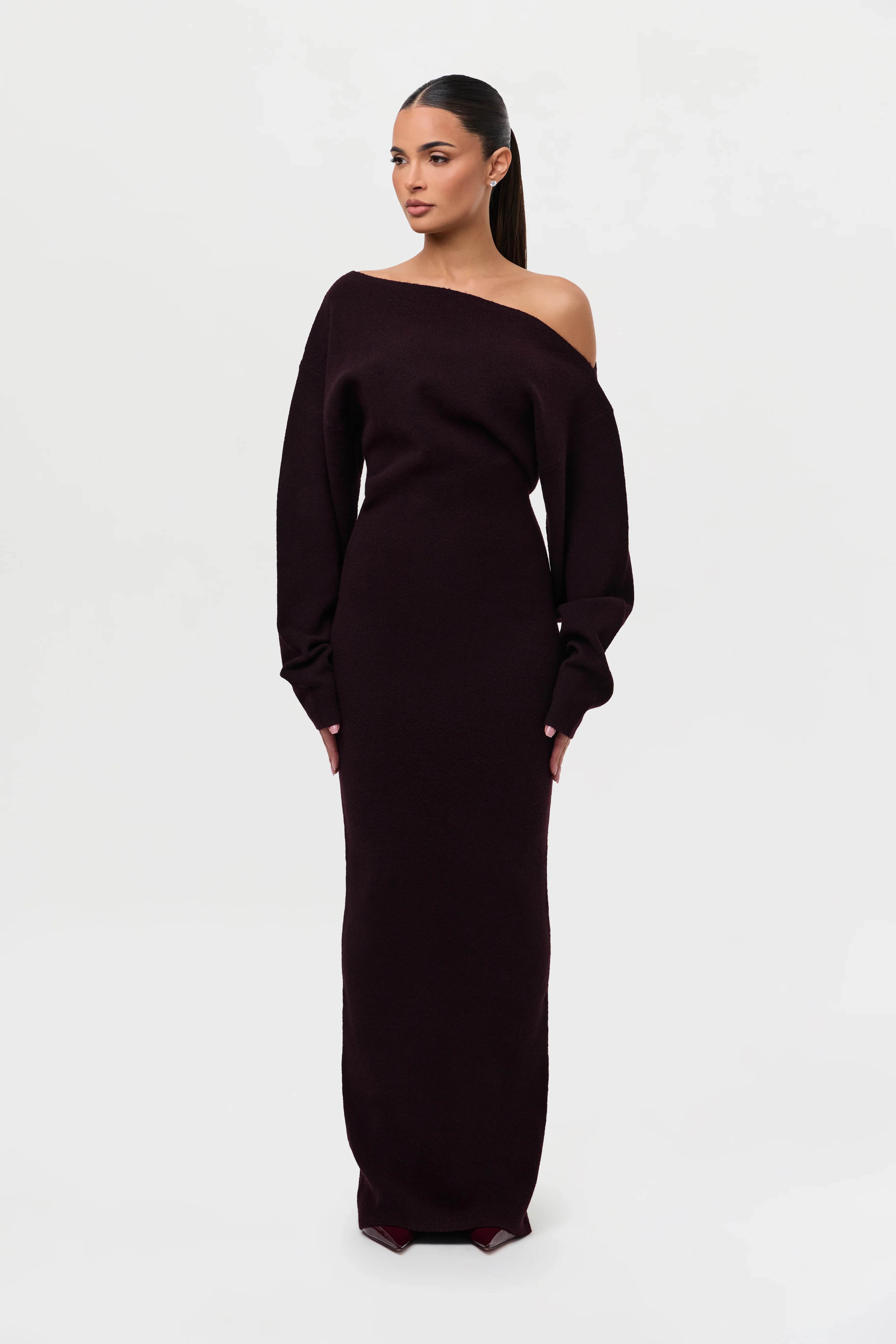 Knit Off-Shoulder Sweater Maxi Dress - Image 28