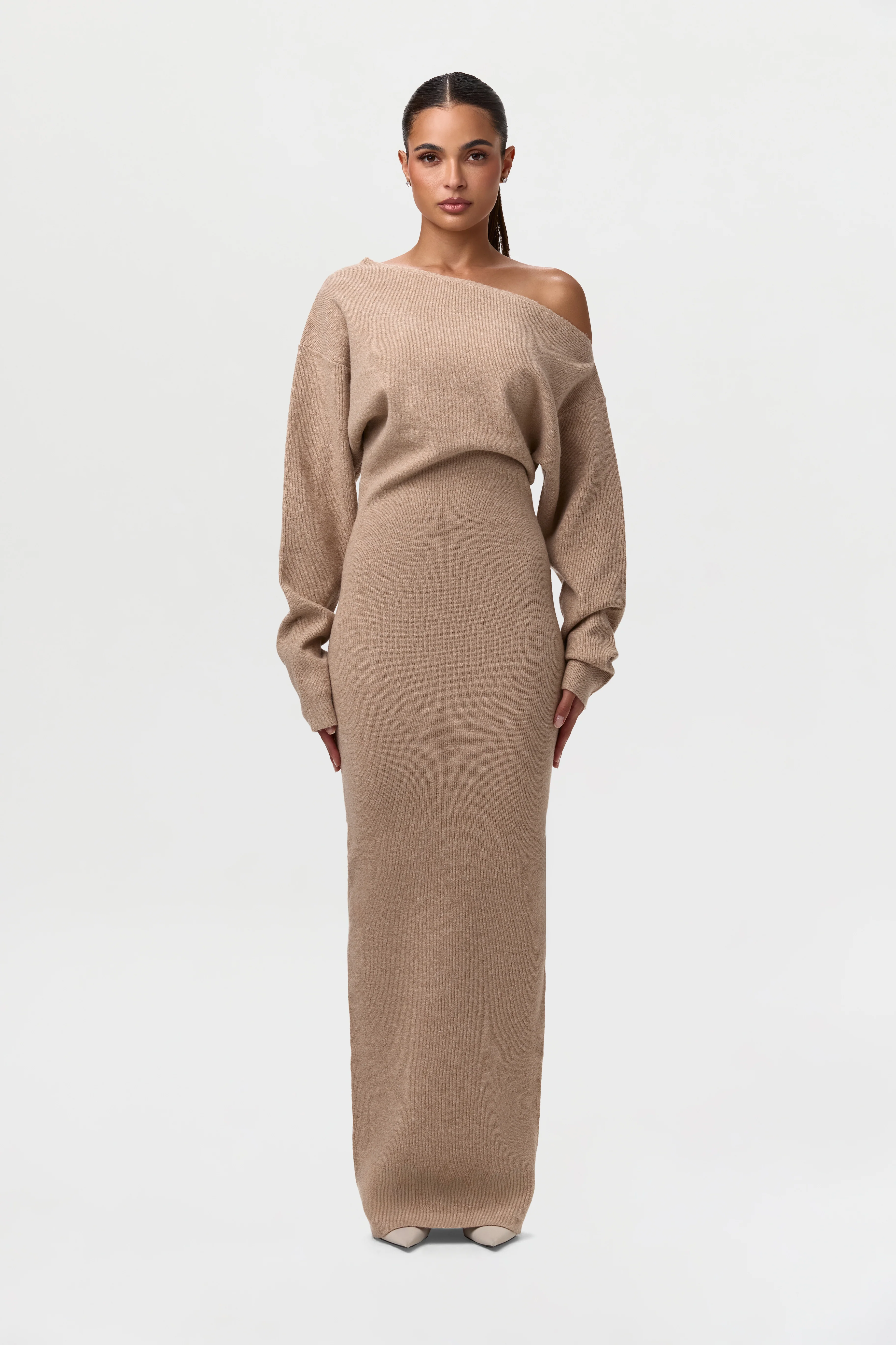 Knit Off-Shoulder Sweater Maxi Dress - Image 3