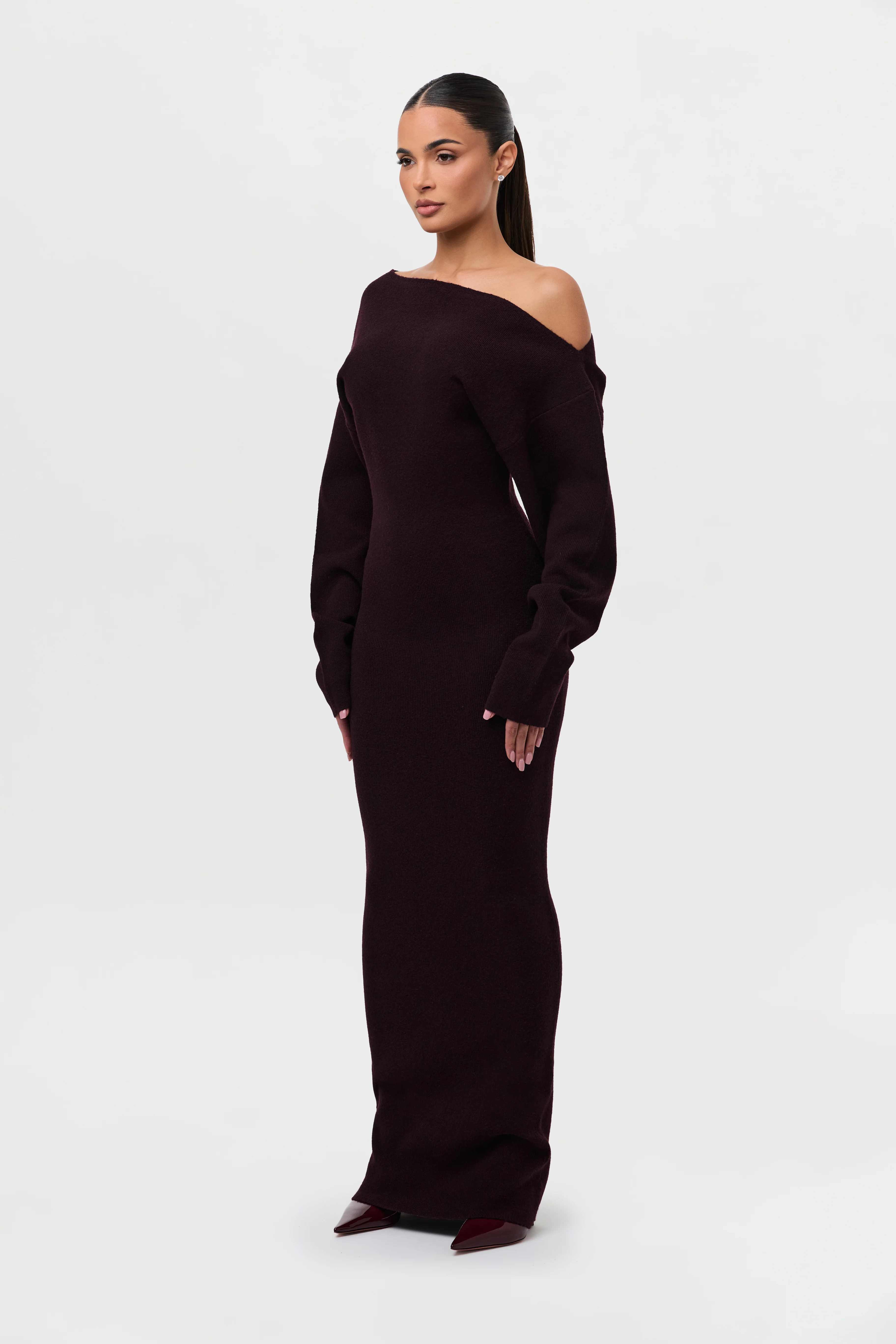 Knit Off-Shoulder Sweater Maxi Dress - Image 30