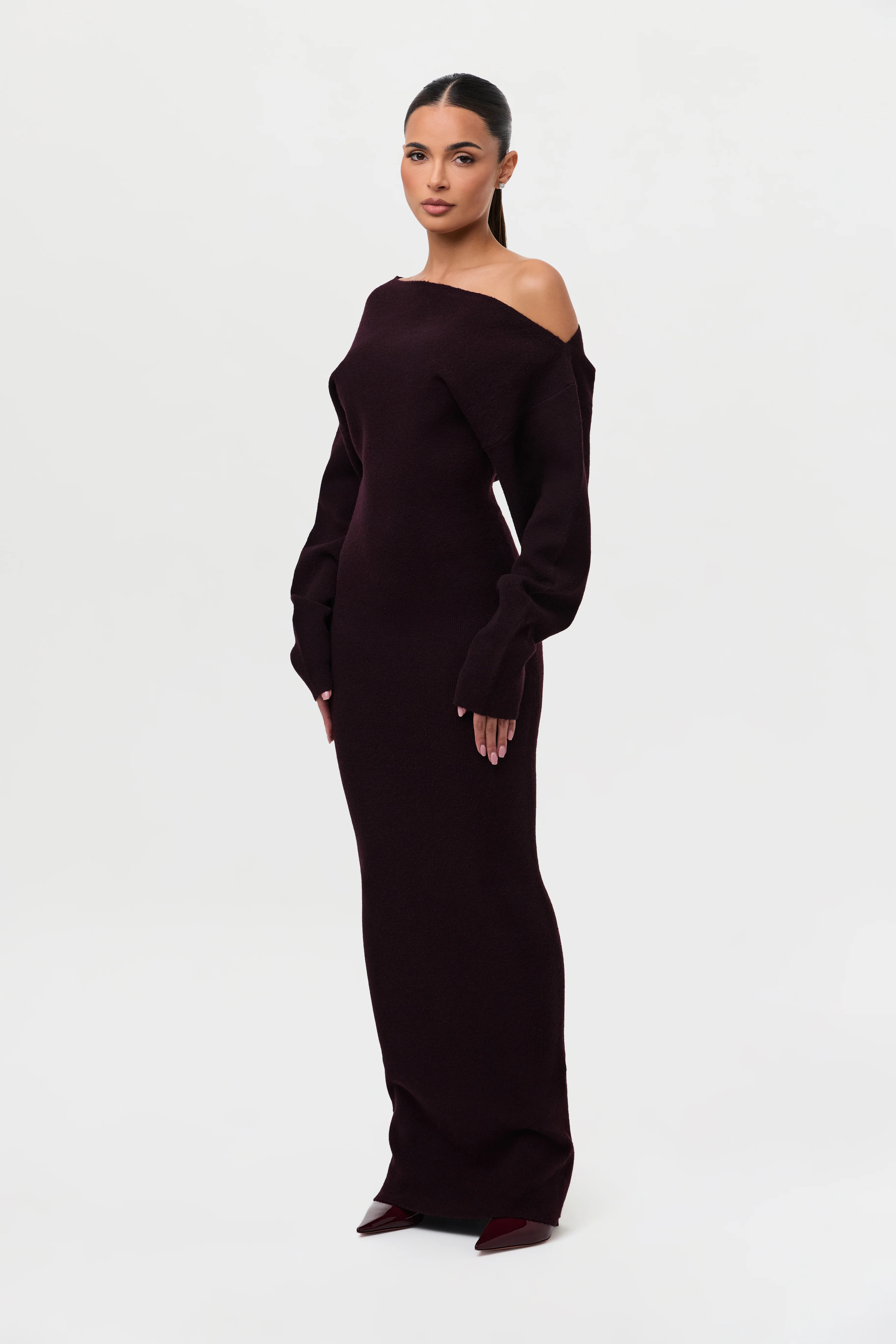 Knit Off-Shoulder Sweater Maxi Dress - Image 31