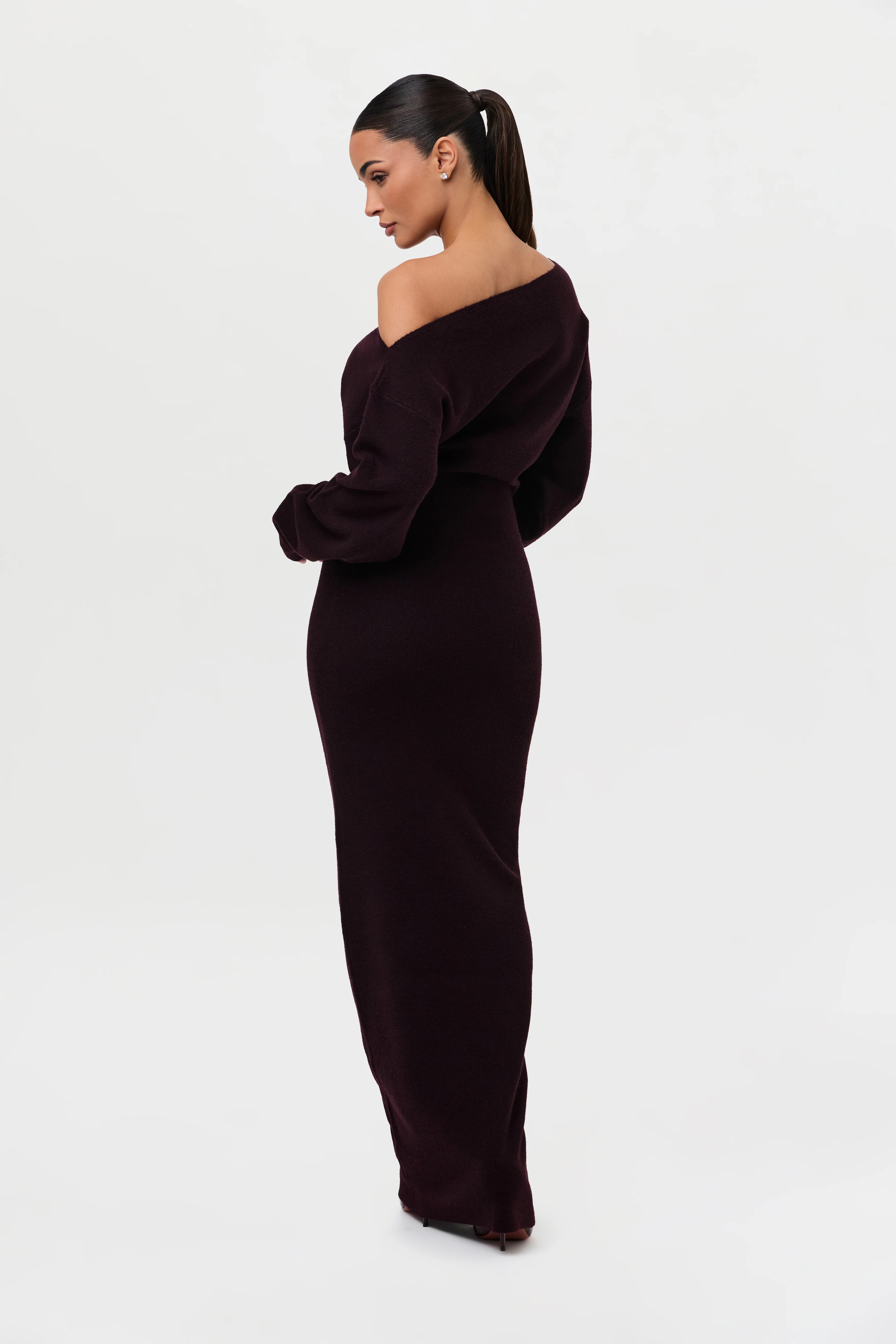 Knit Off-Shoulder Sweater Maxi Dress - Image 32