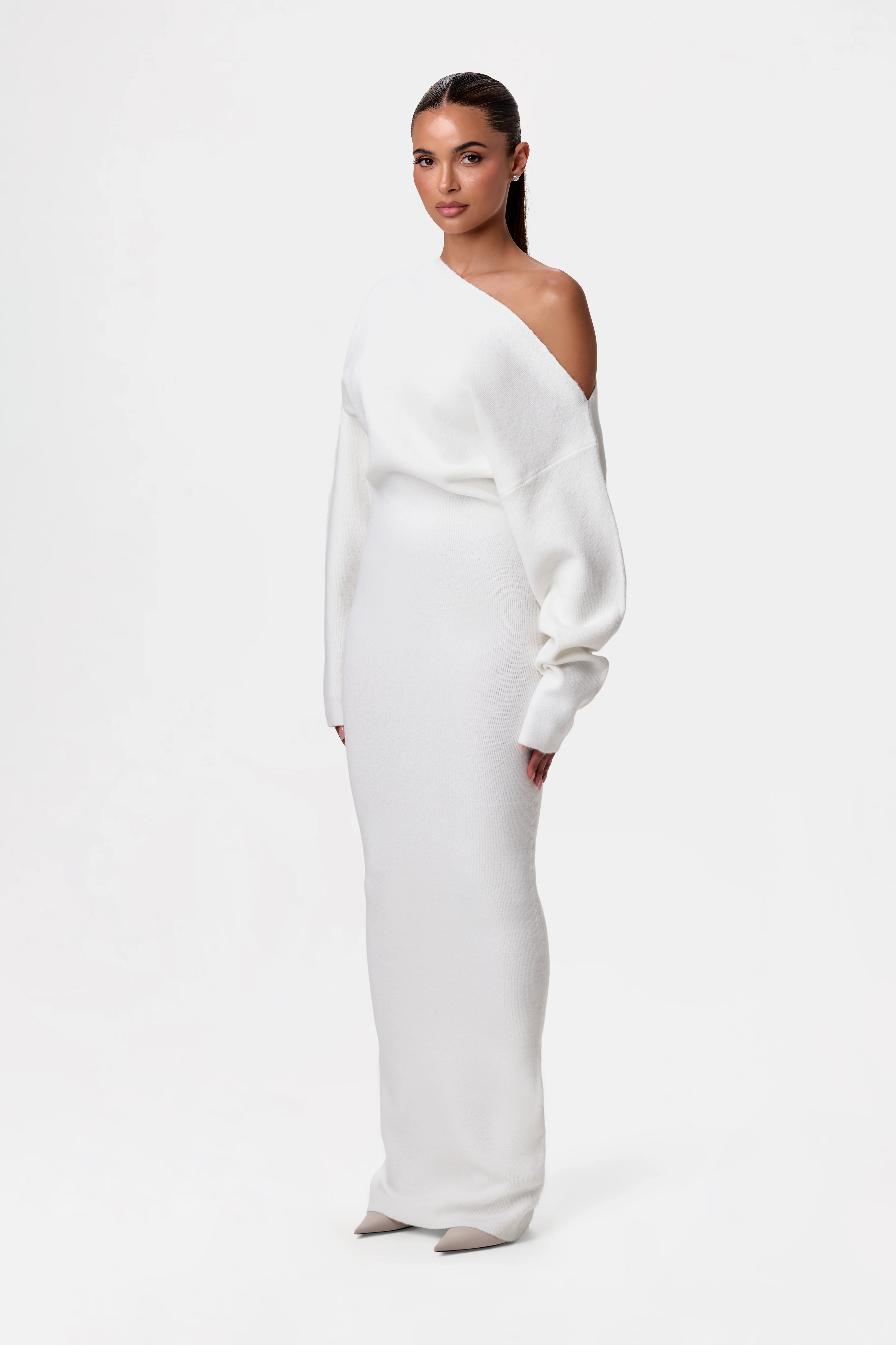 Knit Off-Shoulder Sweater Maxi Dress - Image 34