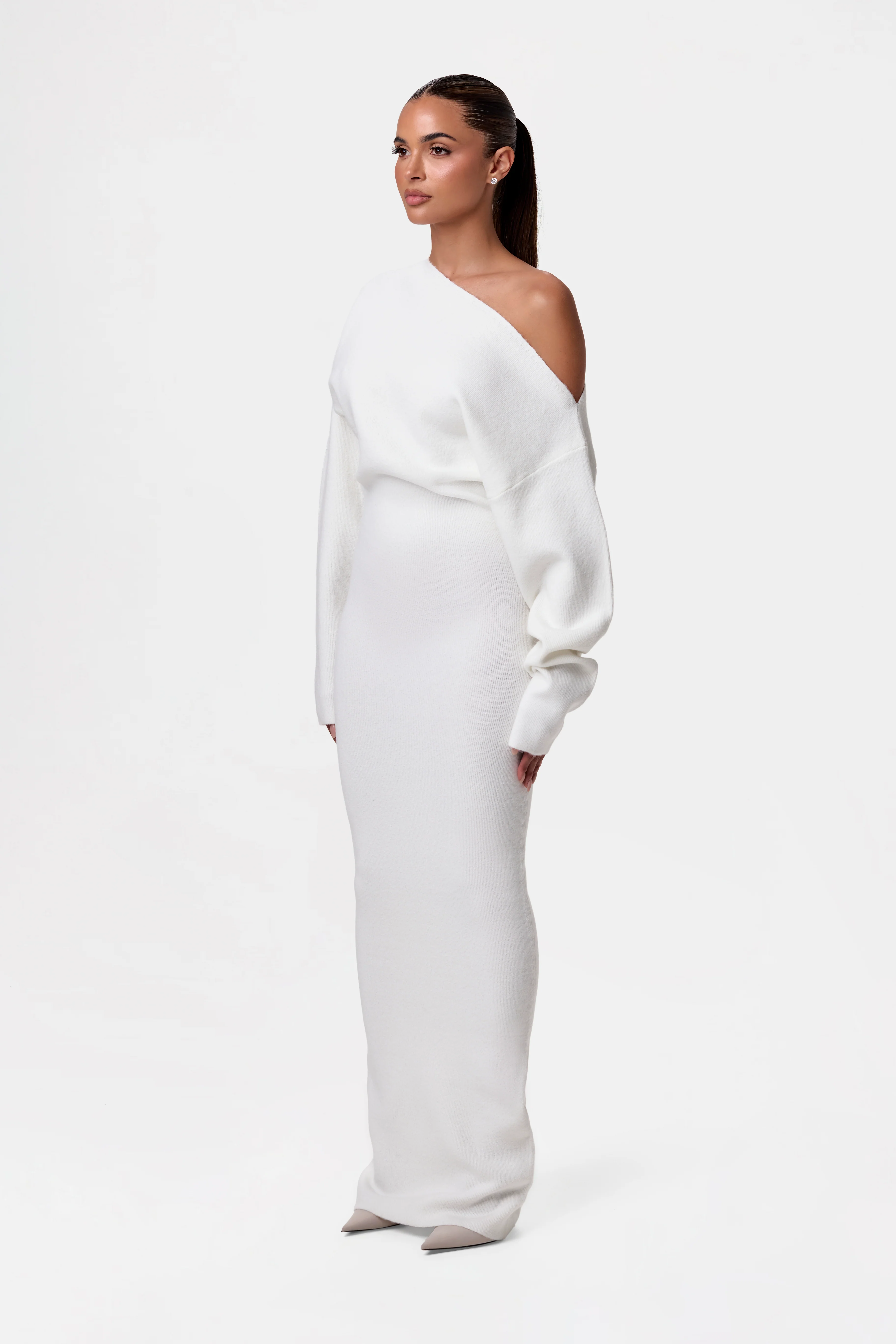 Knit Off-Shoulder Sweater Maxi Dress - Image 36