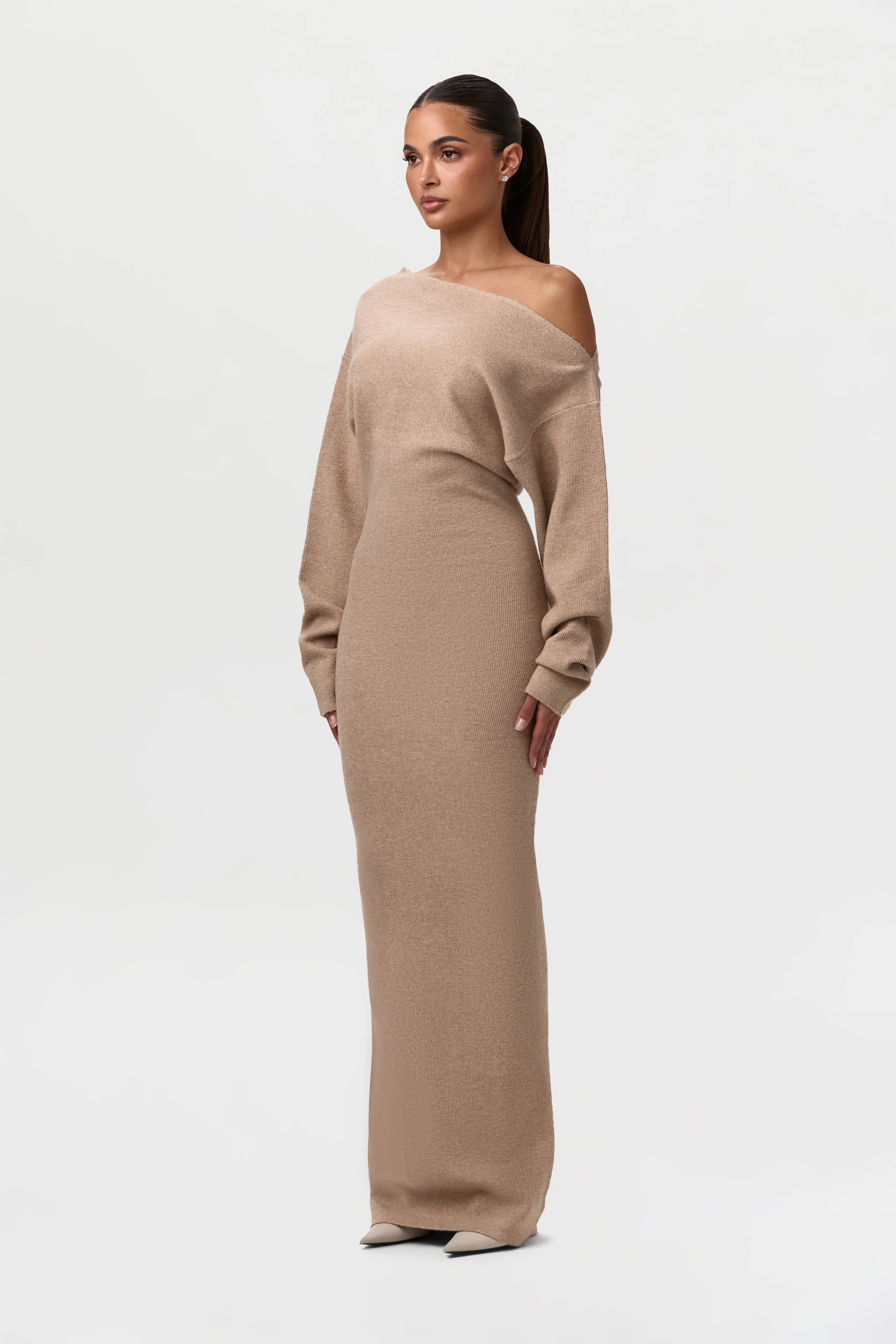 Knit Off-Shoulder Sweater Maxi Dress - Image 4
