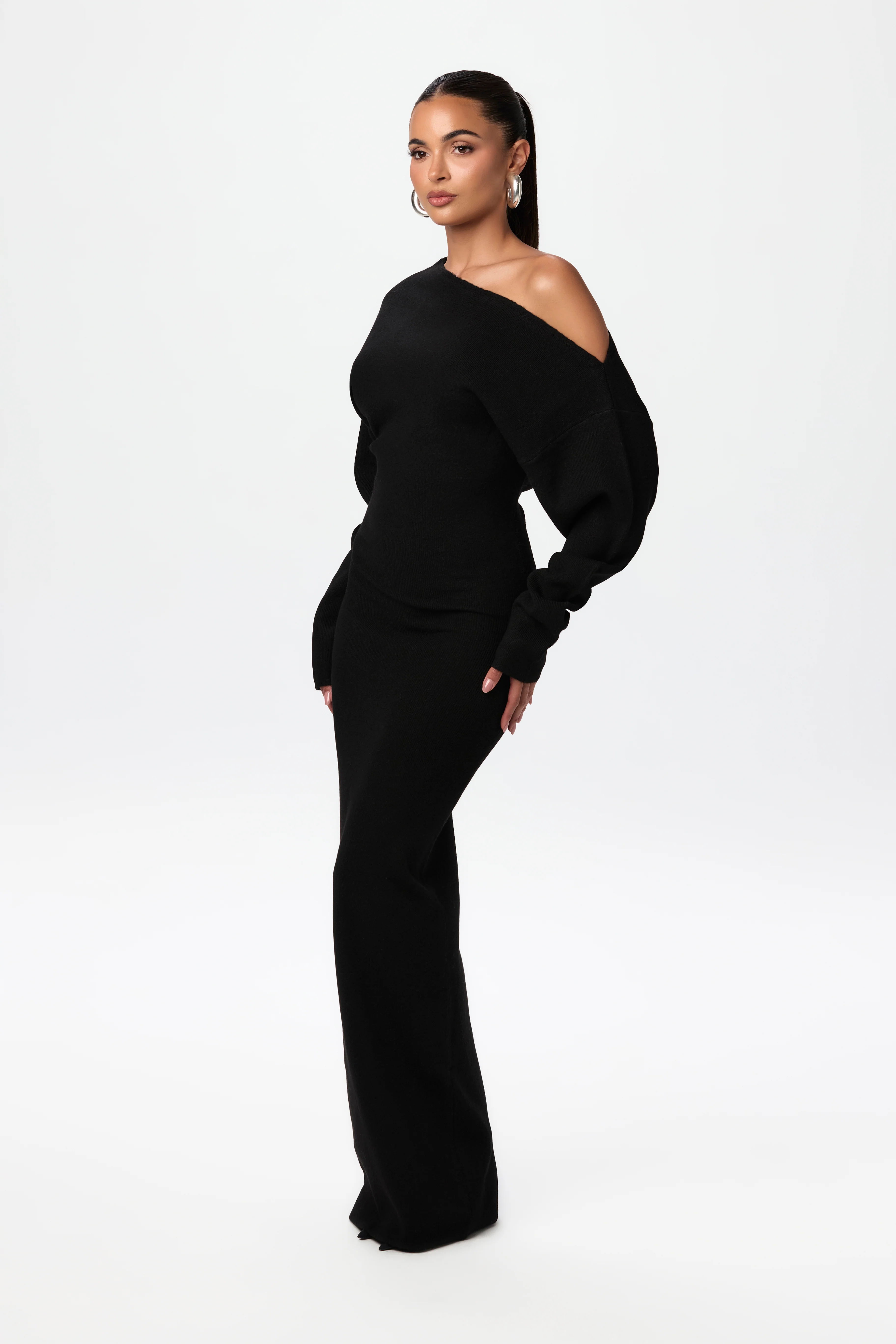 Knit Off-Shoulder Sweater Maxi Dress - Image 41