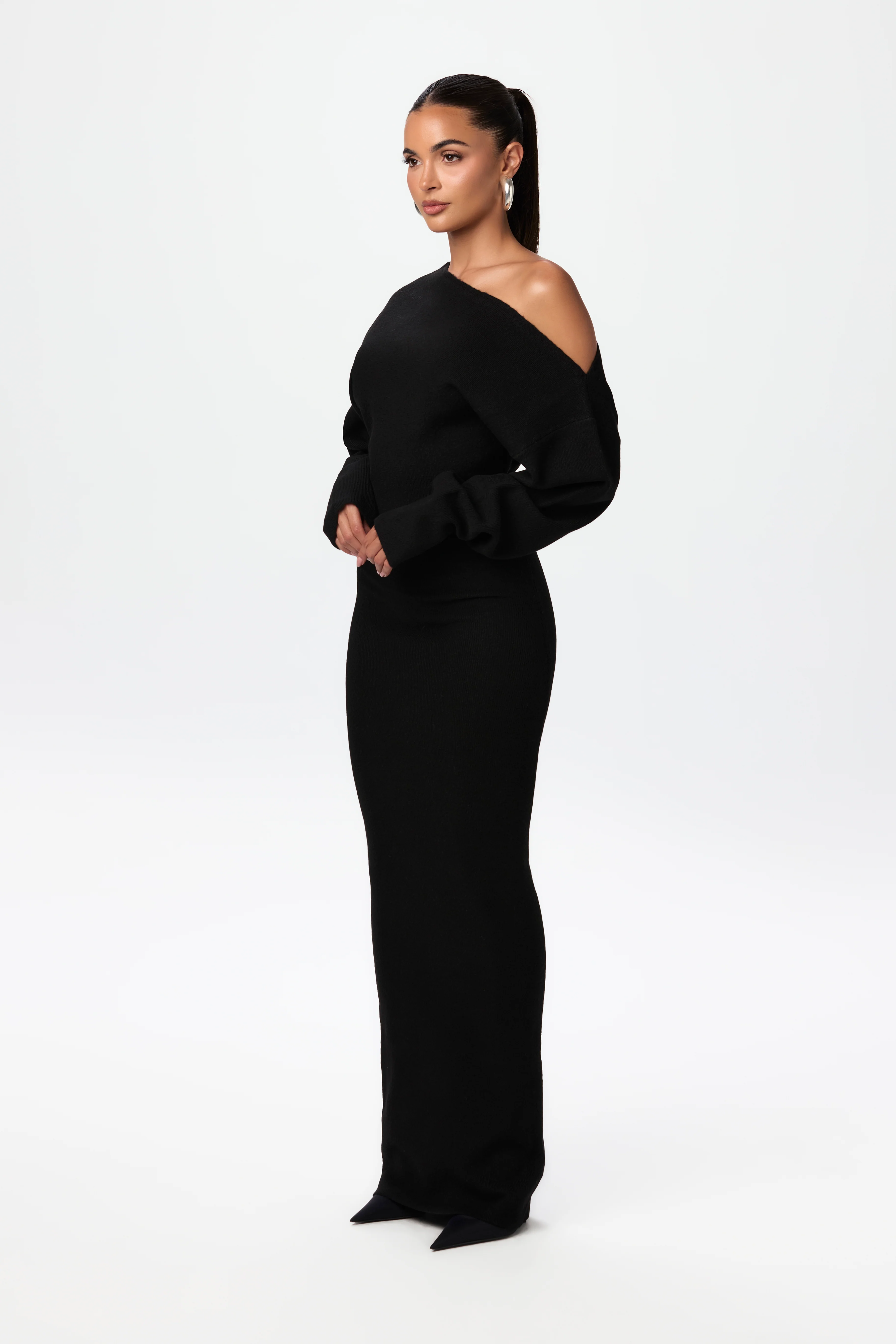 Knit Off-Shoulder Sweater Maxi Dress - Image 42