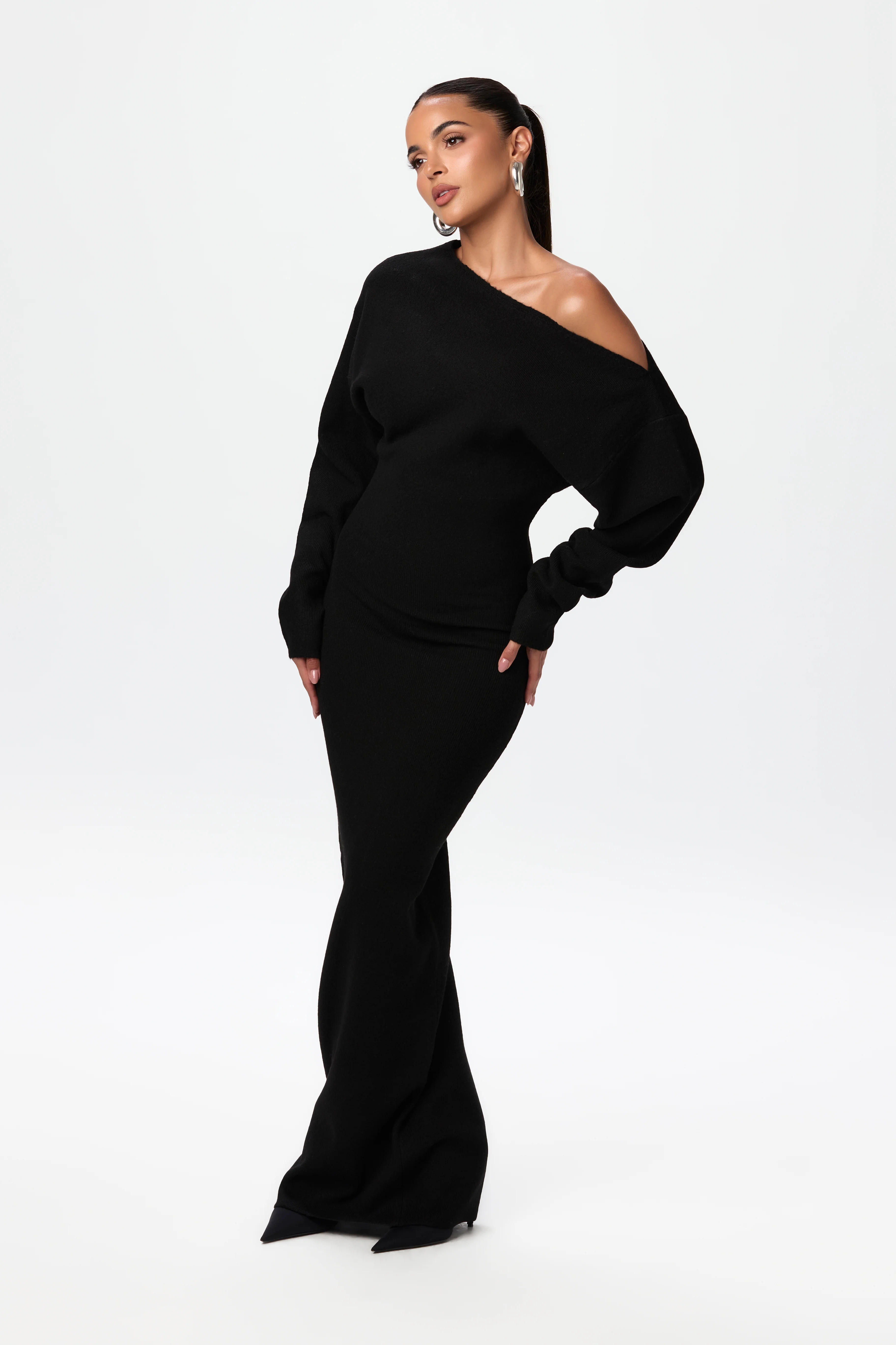 Knit Off-Shoulder Sweater Maxi Dress - Image 43