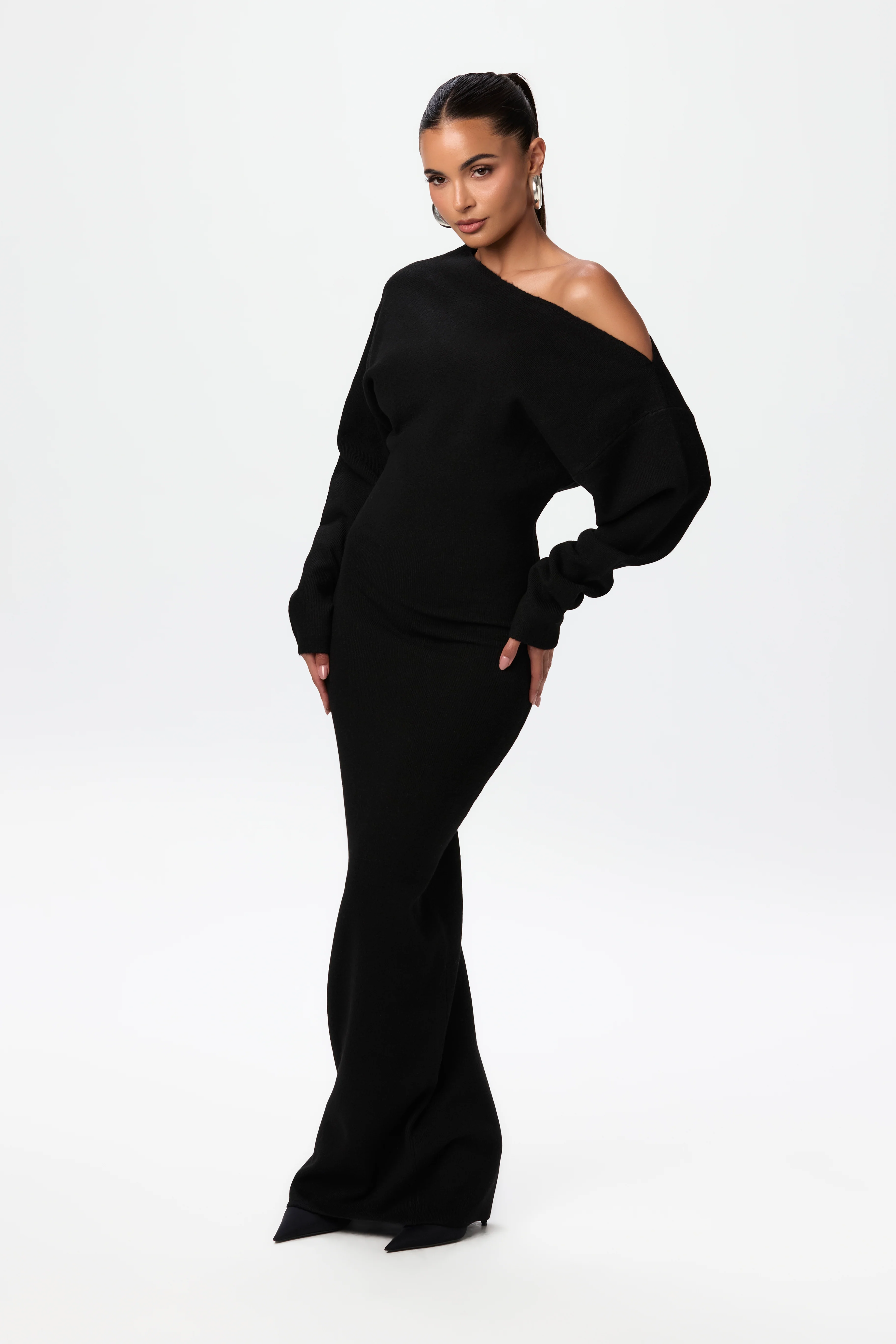 Knit Off-Shoulder Sweater Maxi Dress - Image 44
