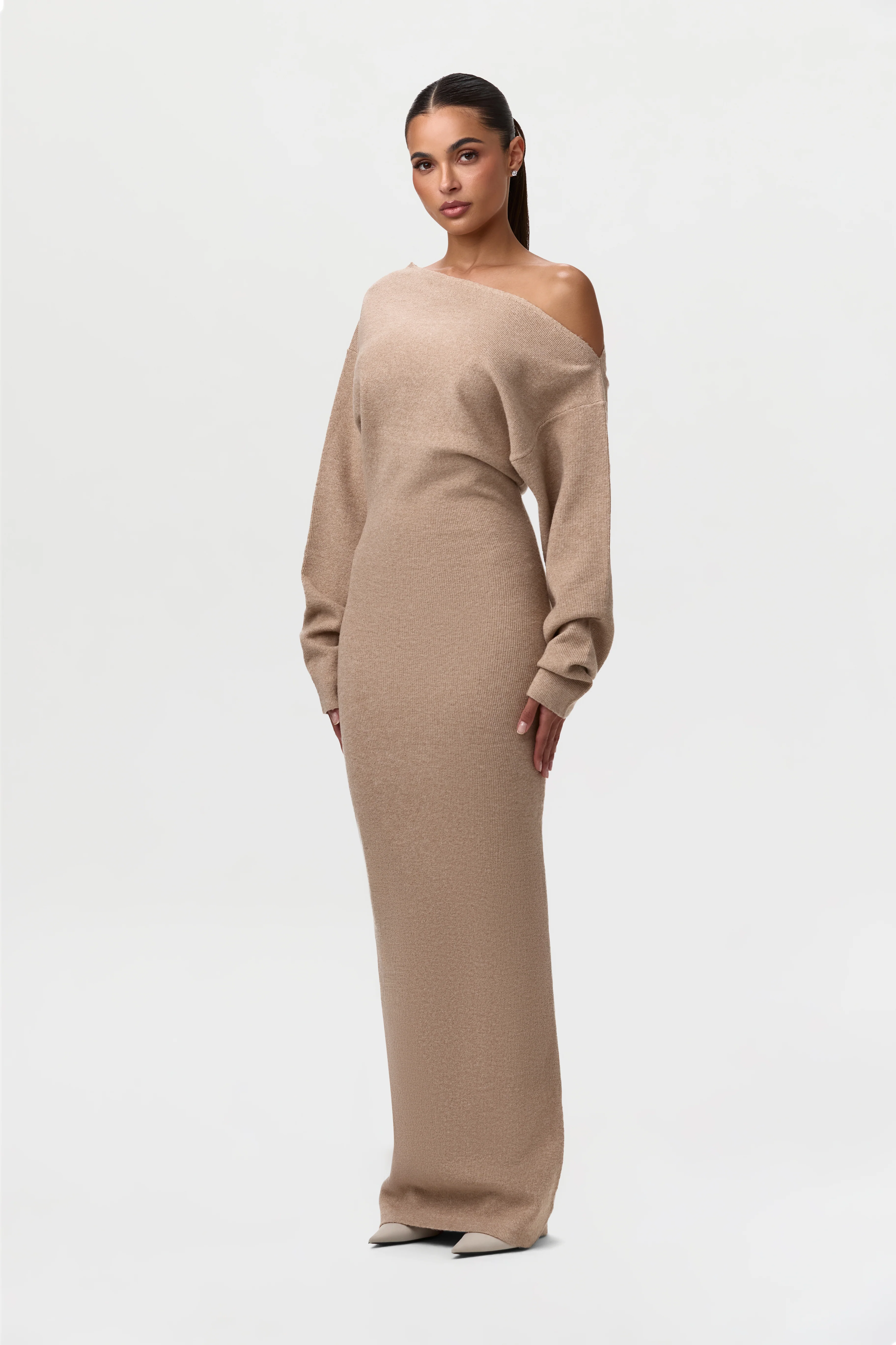Knit Off-Shoulder Sweater Maxi Dress - Image 5