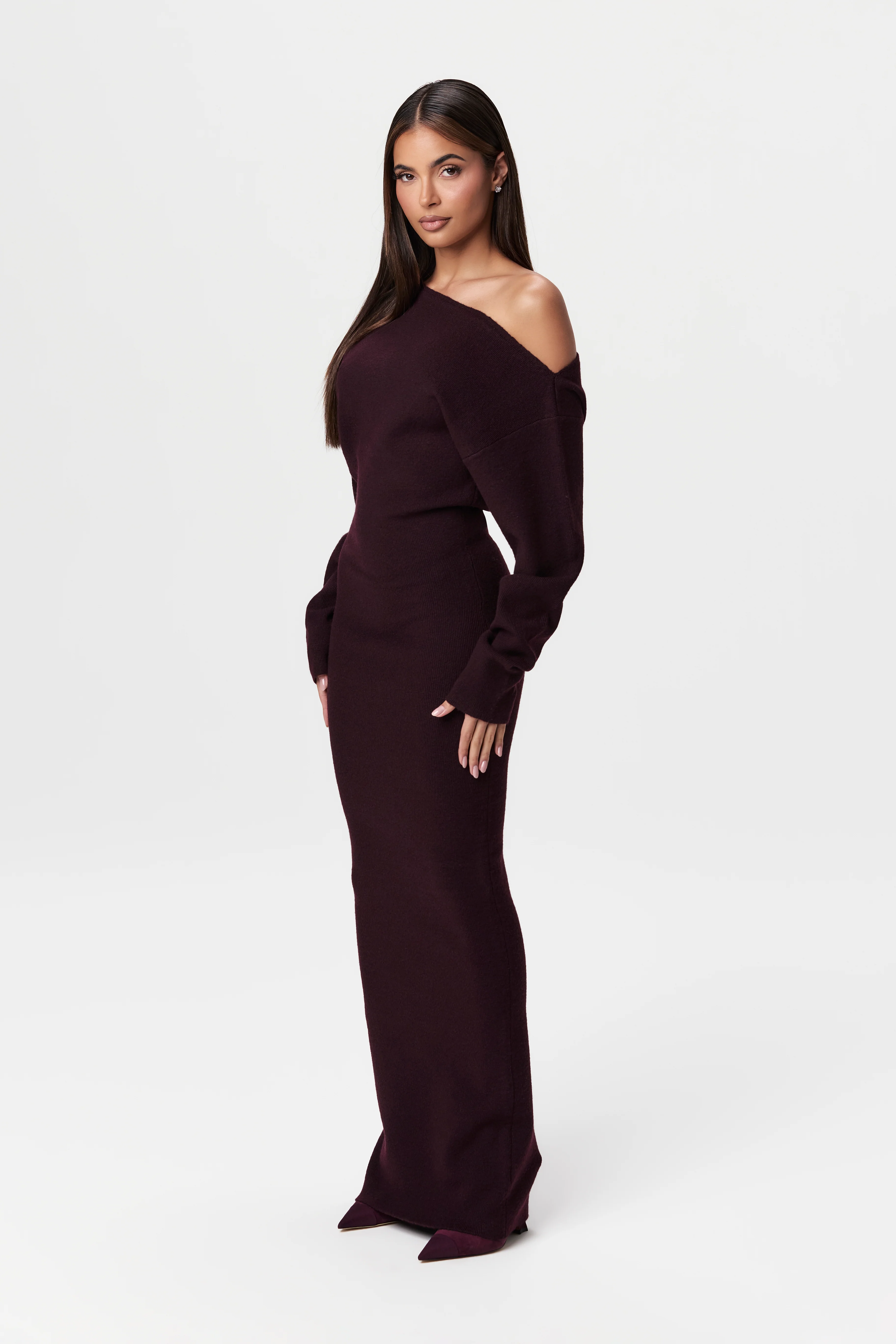 Knit Off-Shoulder Sweater Maxi Dress - Image 58
