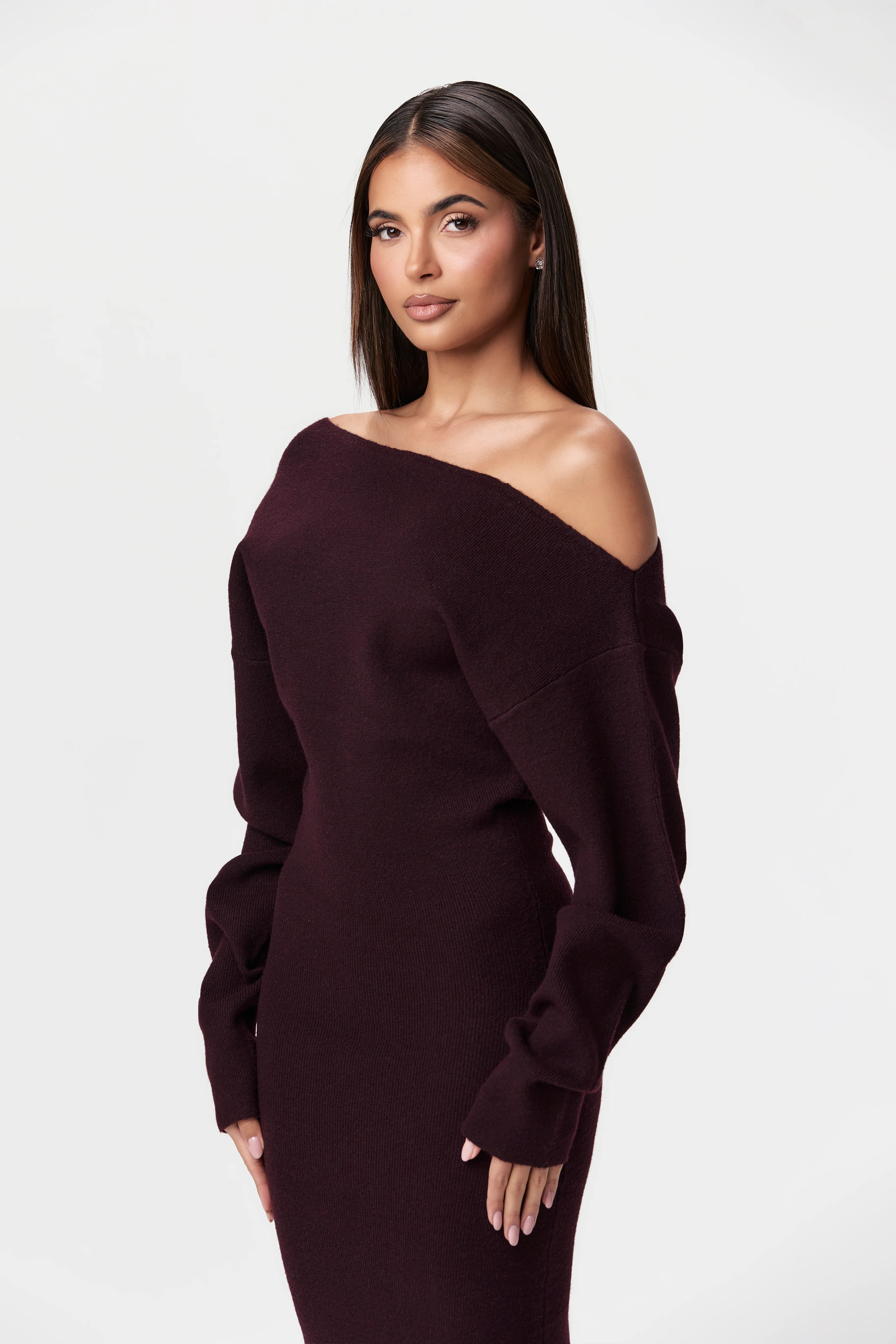 Knit Off-Shoulder Sweater Maxi Dress - Image 59