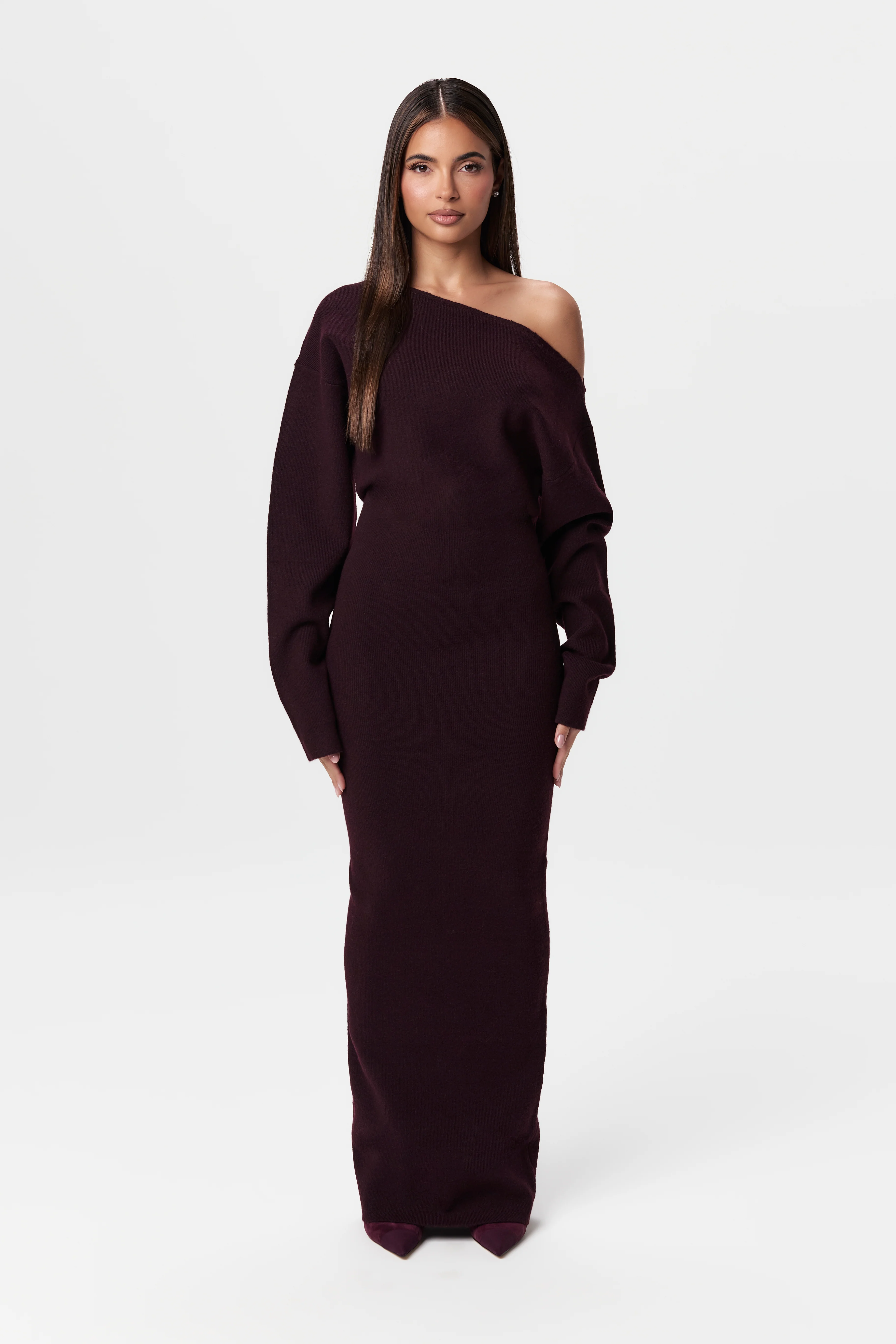 Knit Off-Shoulder Sweater Maxi Dress - Image 60