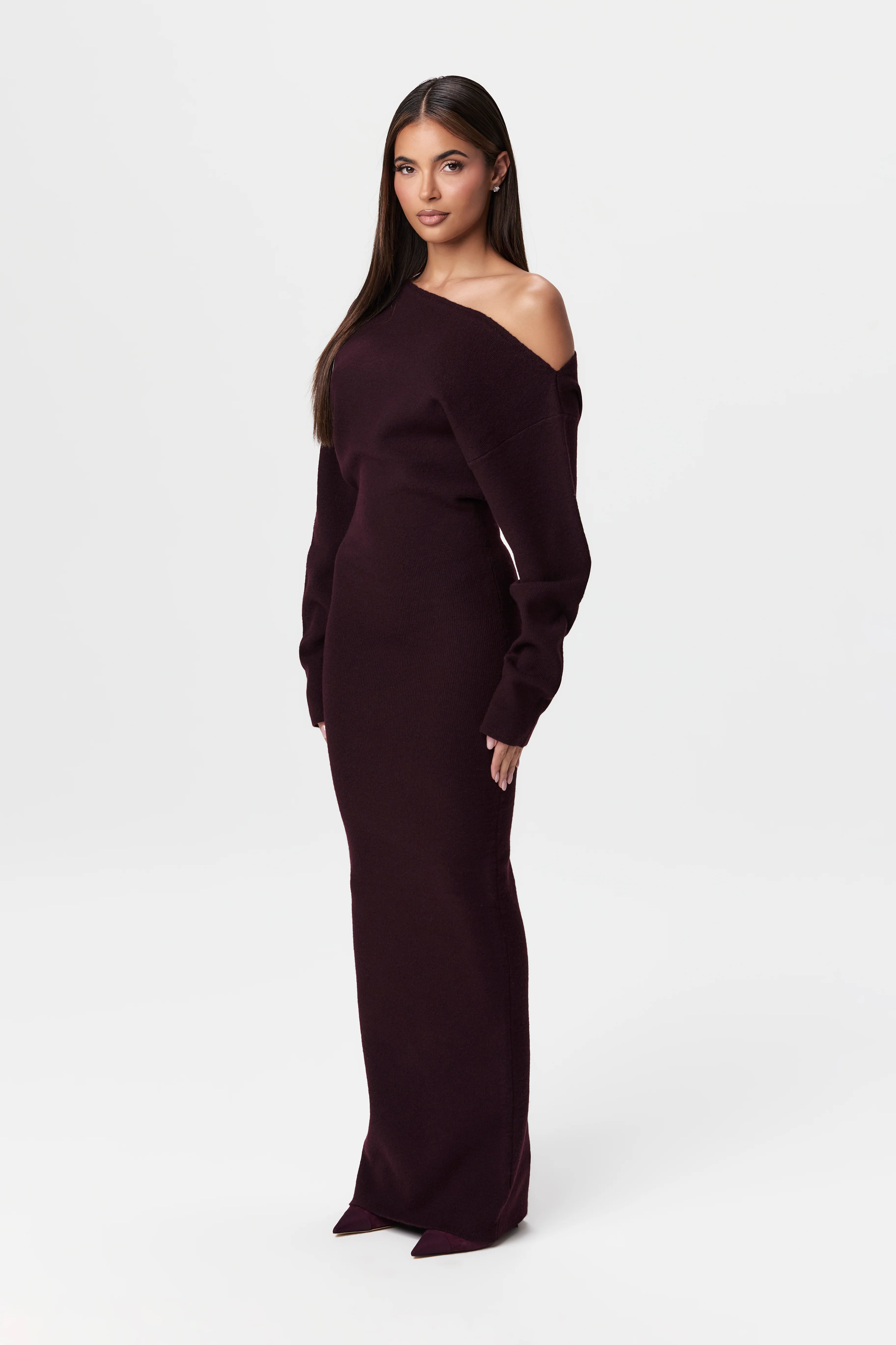 Knit Off-Shoulder Sweater Maxi Dress - Image 61