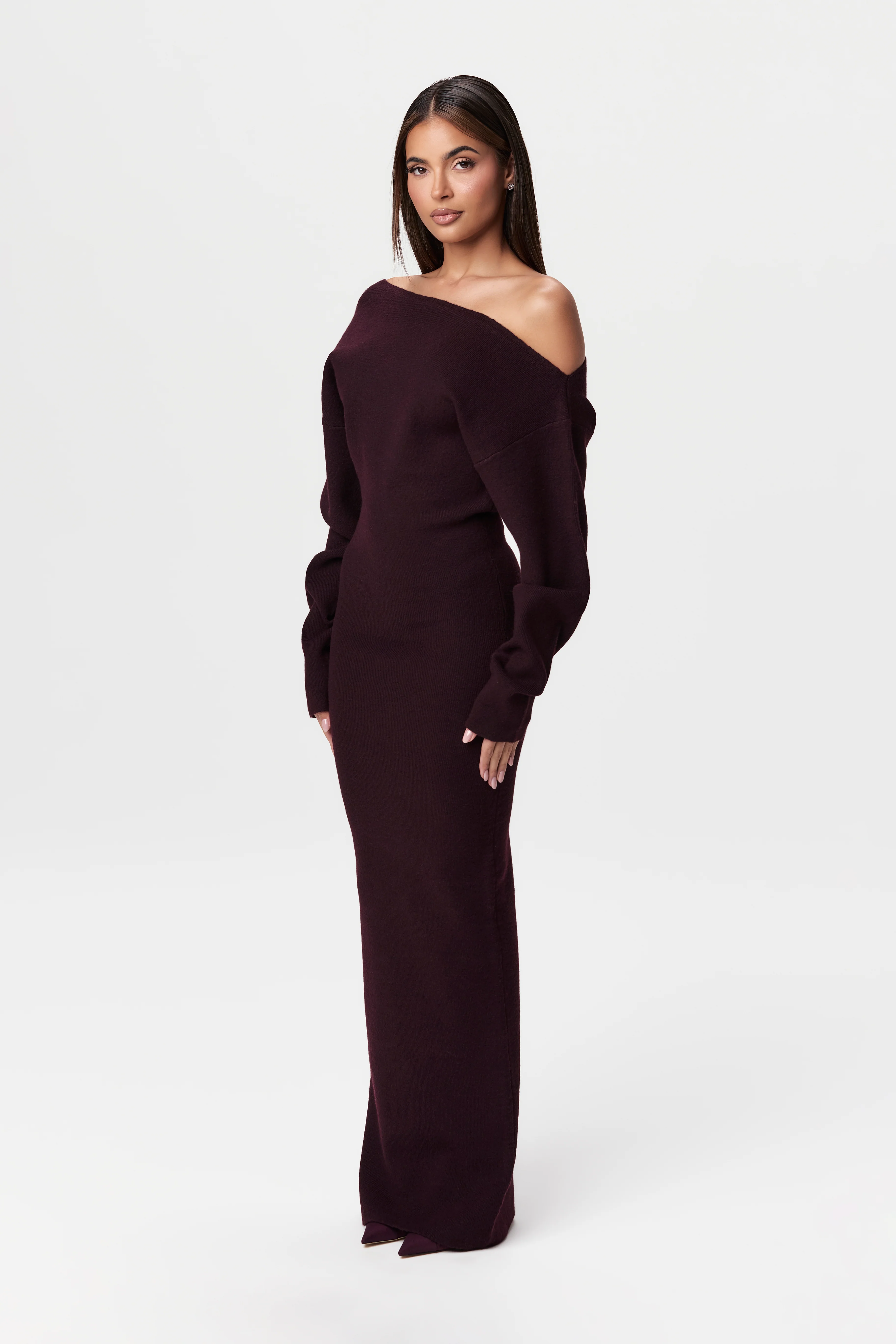 Knit Off-Shoulder Sweater Maxi Dress - Image 62