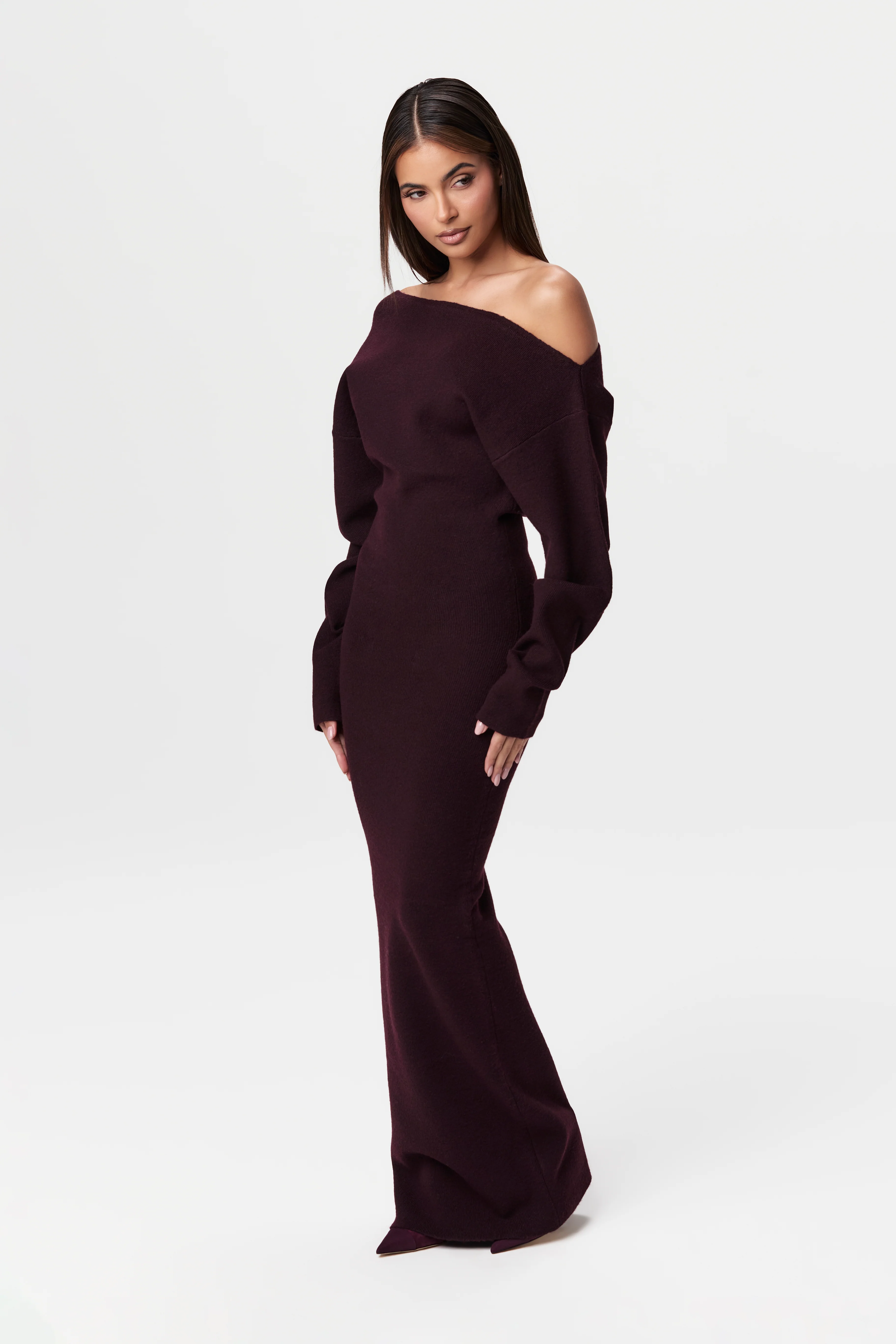 Knit Off-Shoulder Sweater Maxi Dress - Image 63