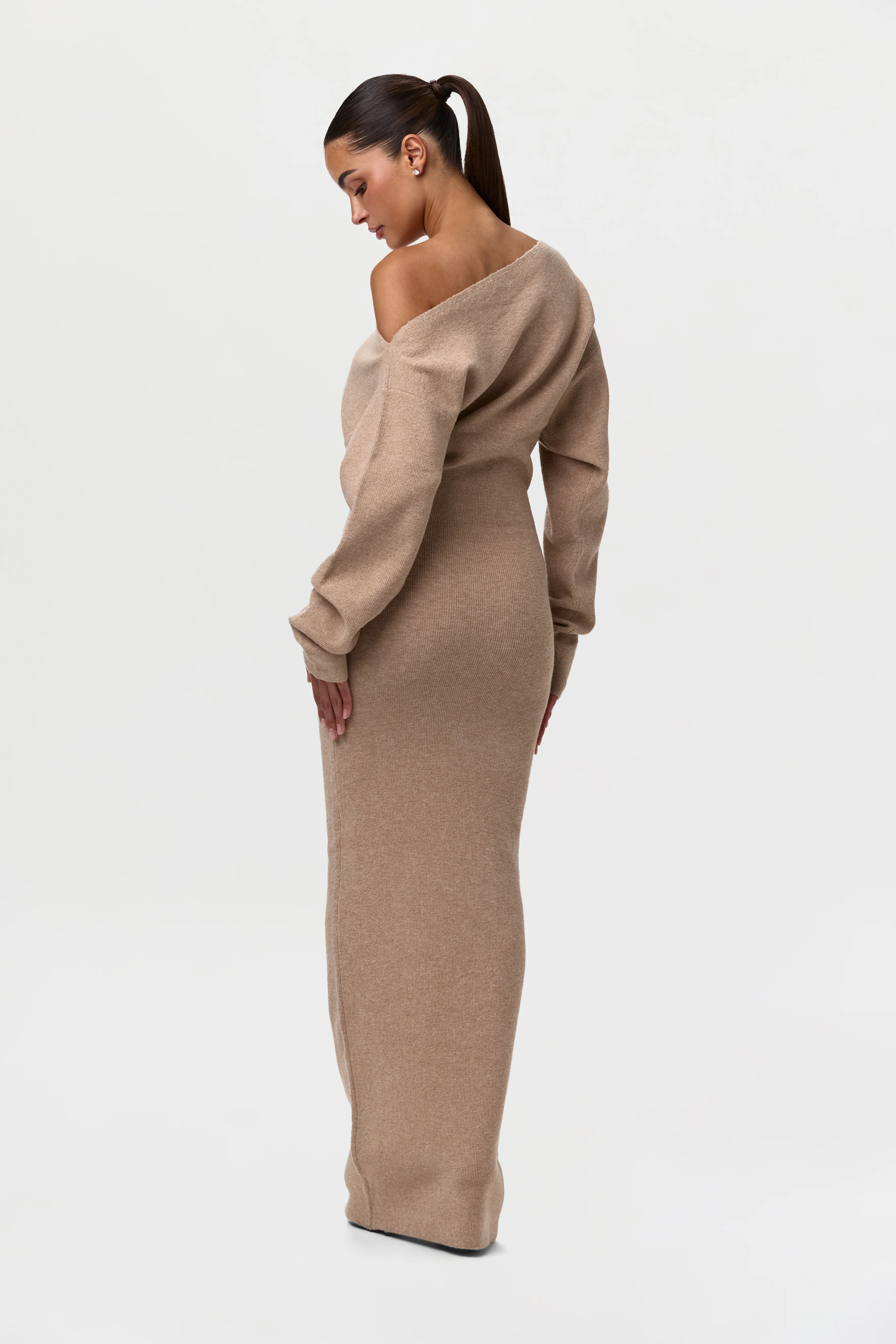 Knit Off-Shoulder Sweater Maxi Dress - Image 7