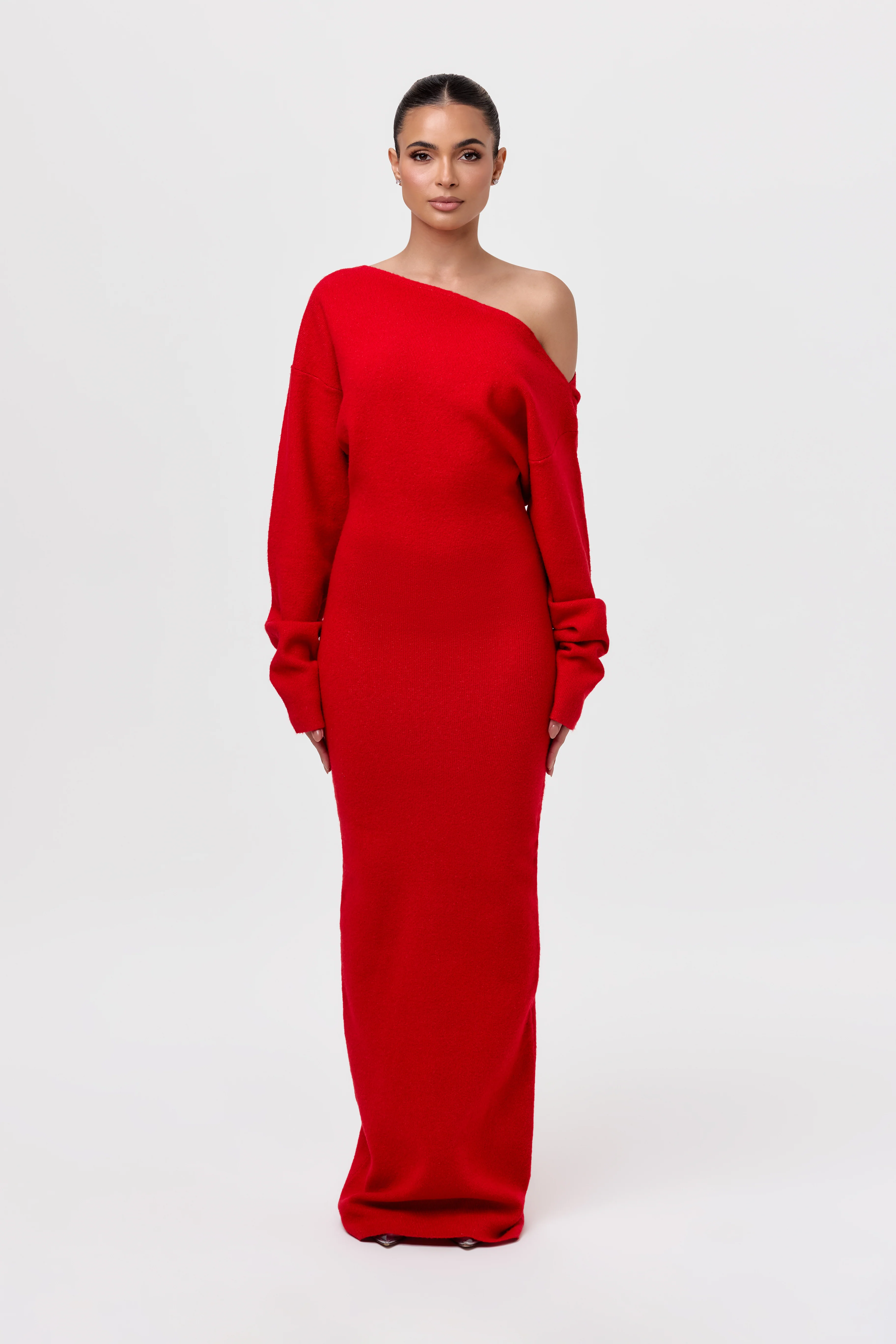 Knit Off-Shoulder Sweater Maxi Dress - Image 8