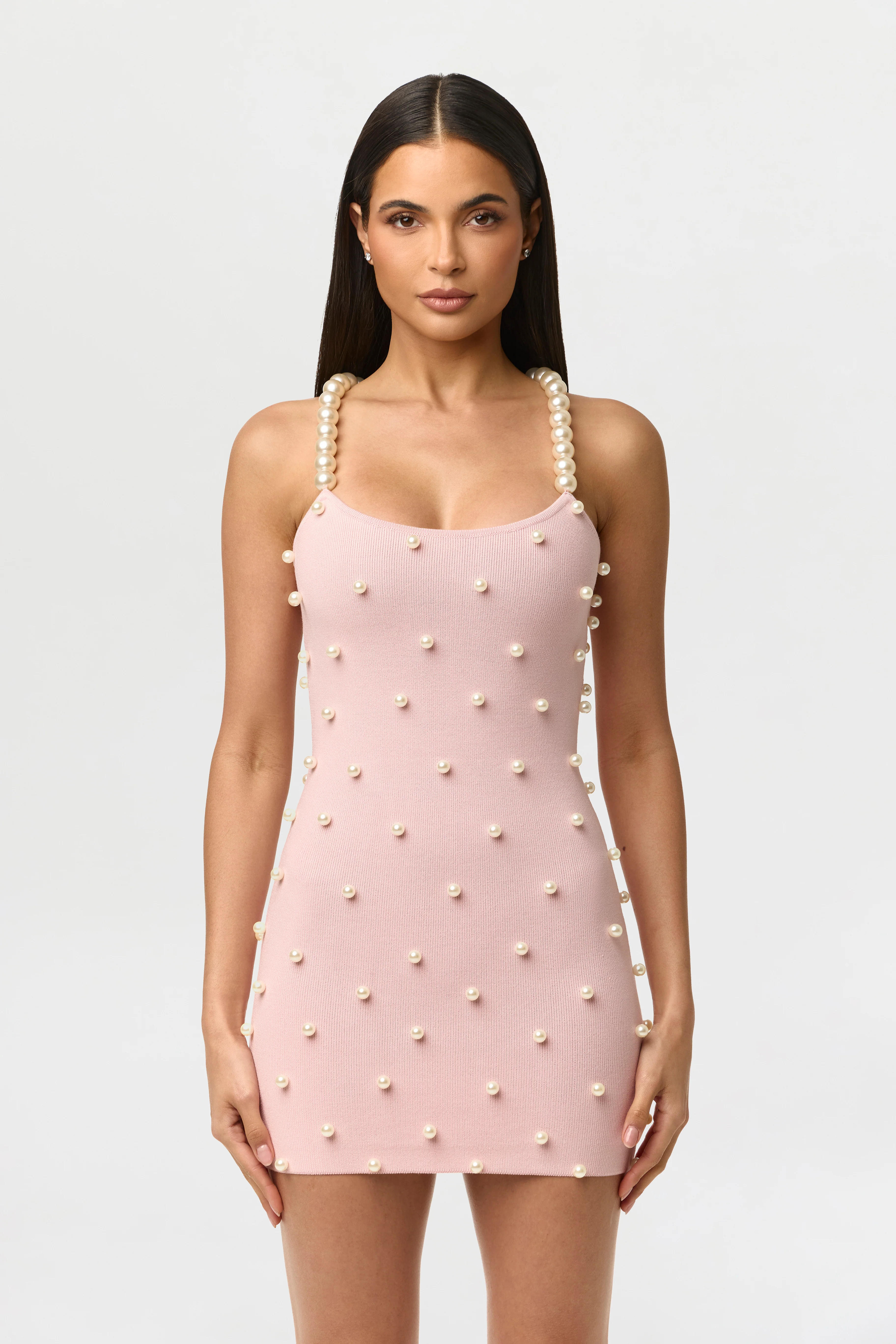 Knit Pearl Mini Dress - Image 3