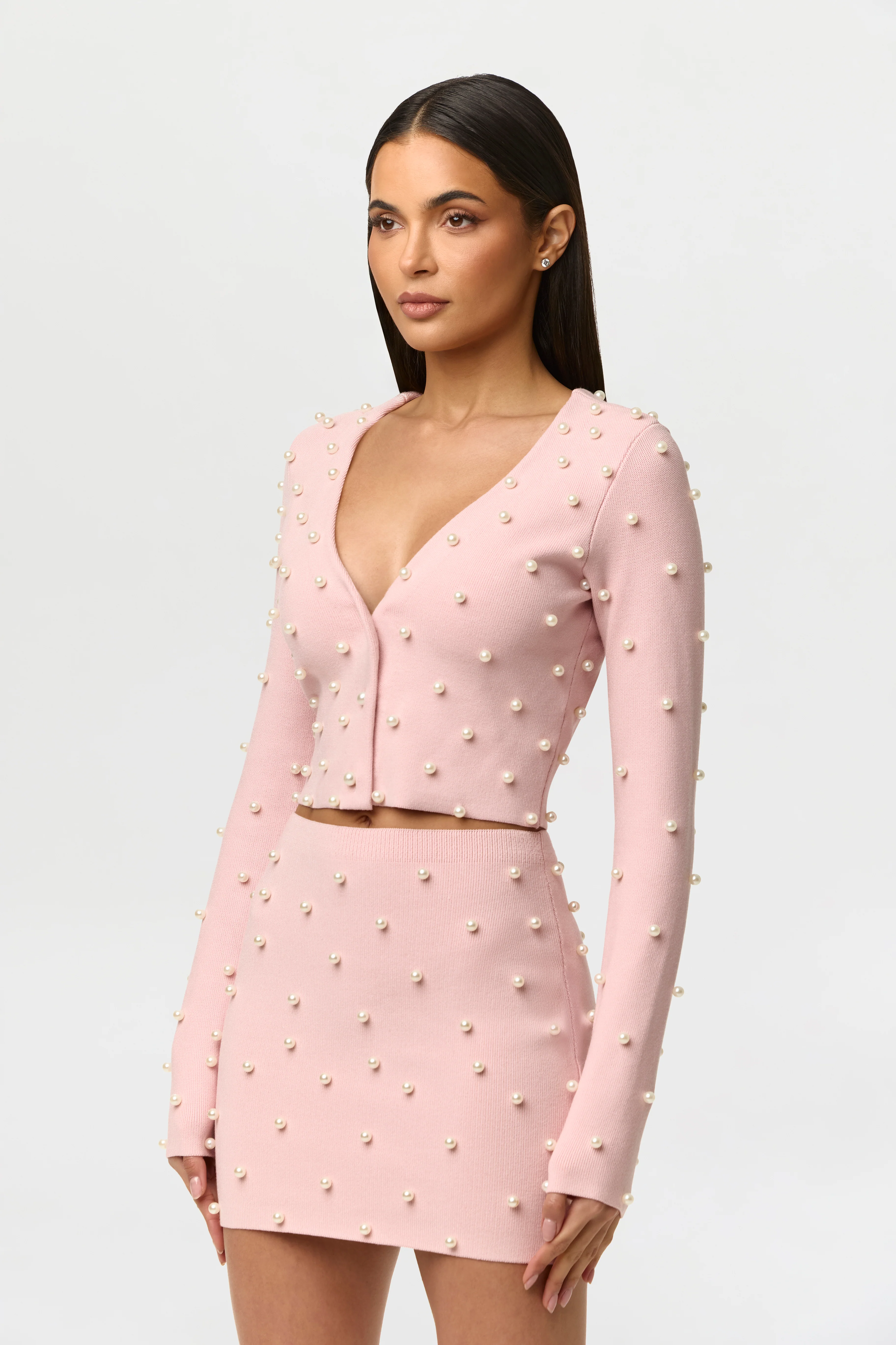Knit Pearl Mini Skirt - Image 4