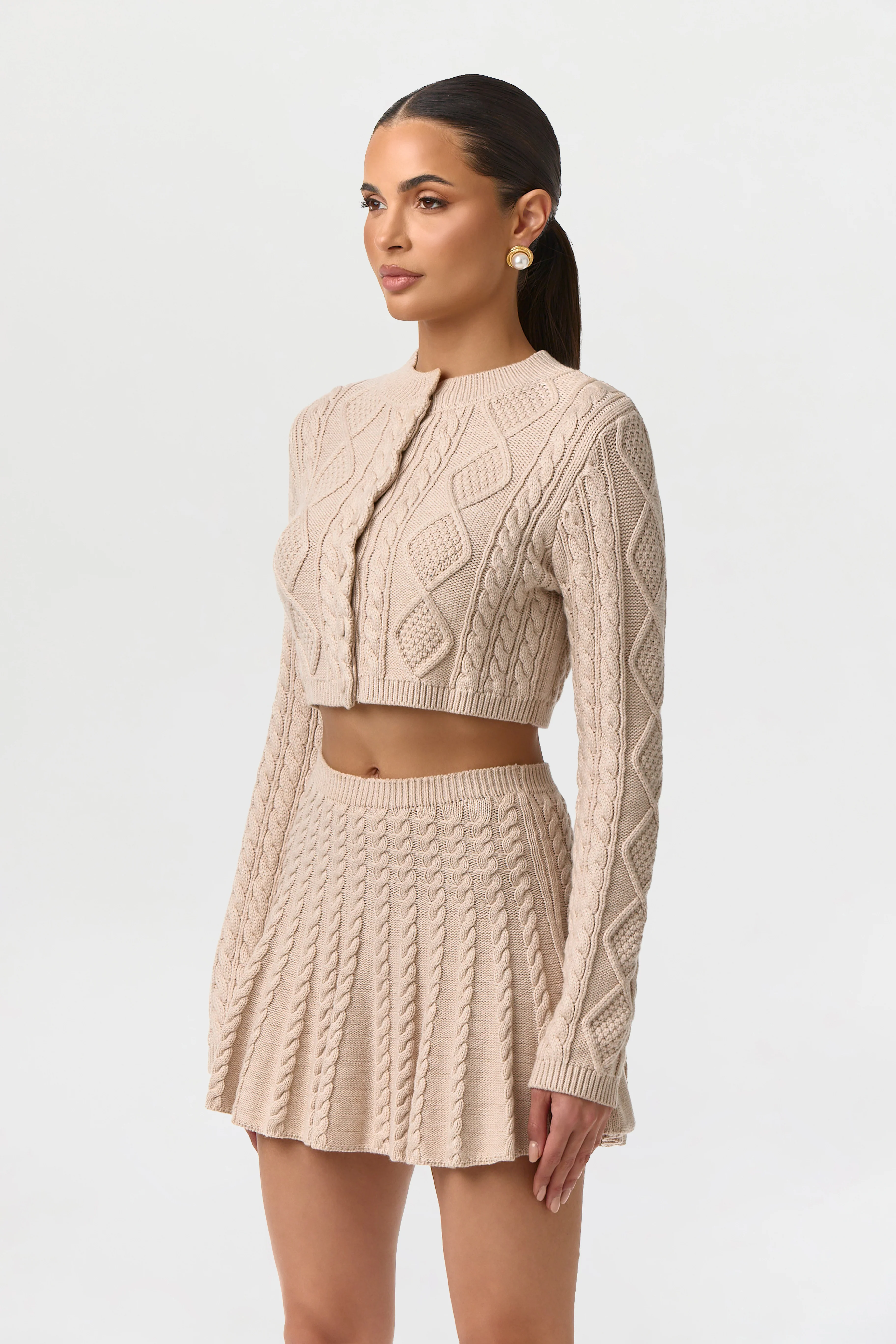 Cable Knit Pleated Mini Skirt - Image 3