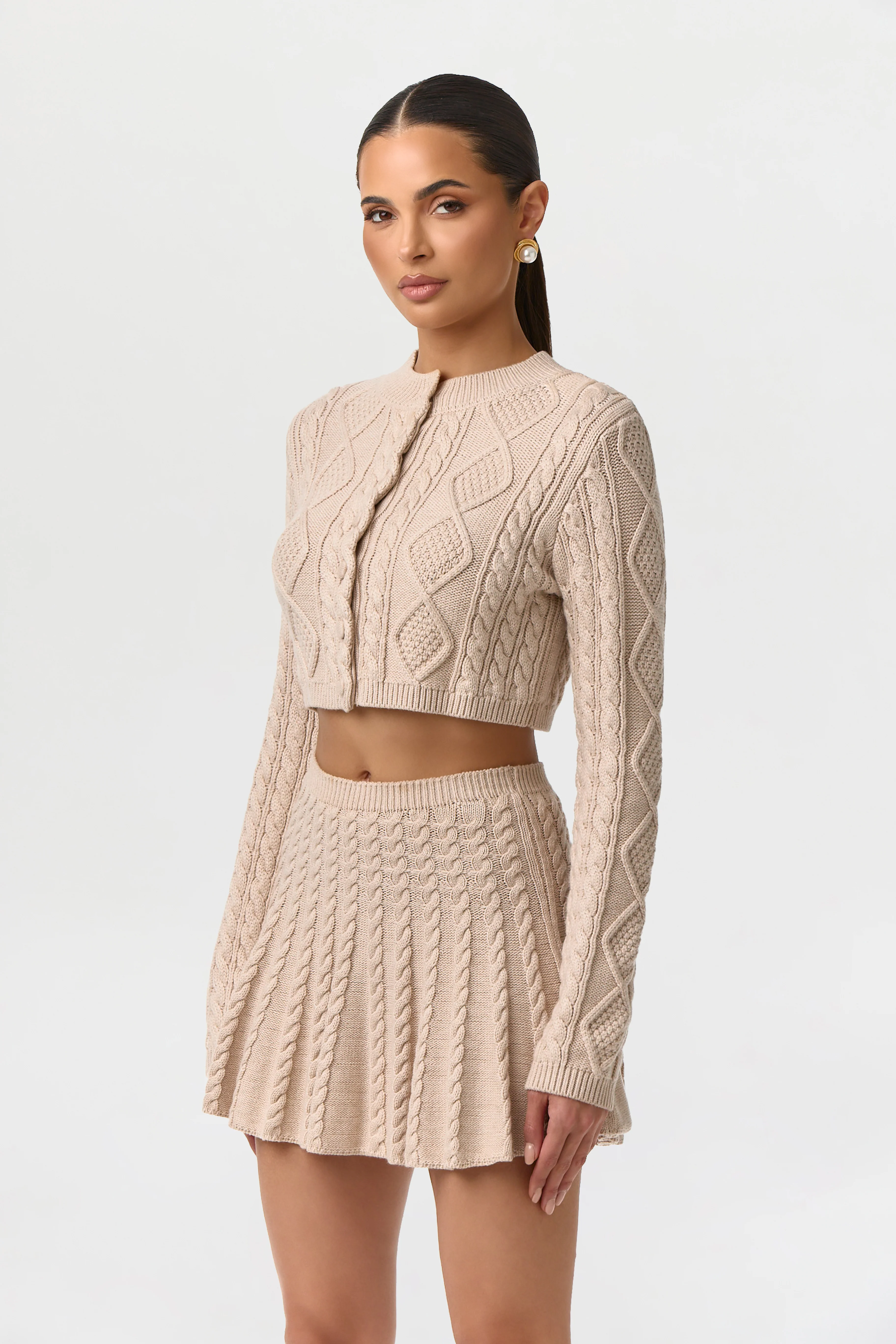 Cable Knit Pleated Mini Skirt - Image 4