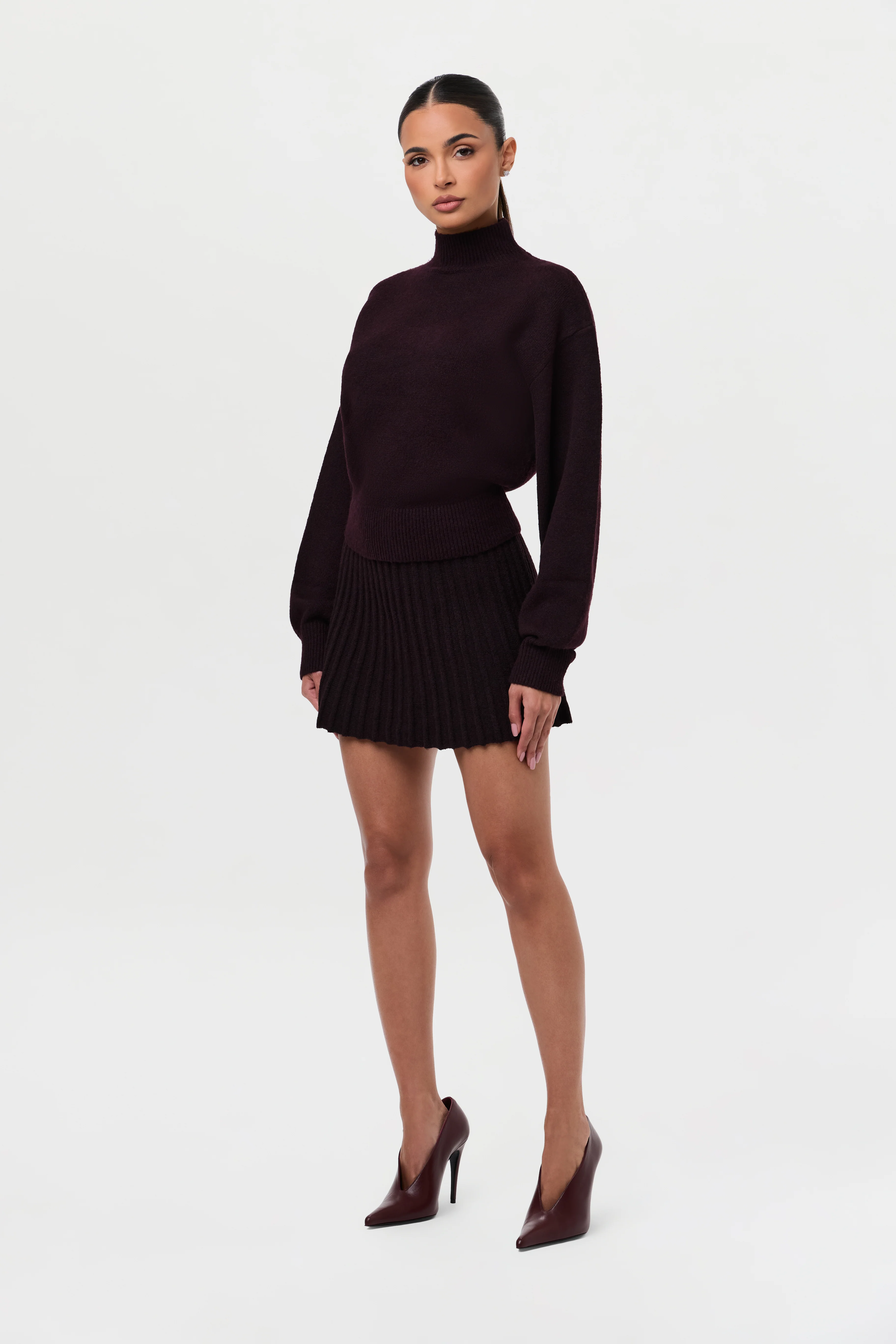 Pleated Knit Sweater Mini Skirt - Image 10