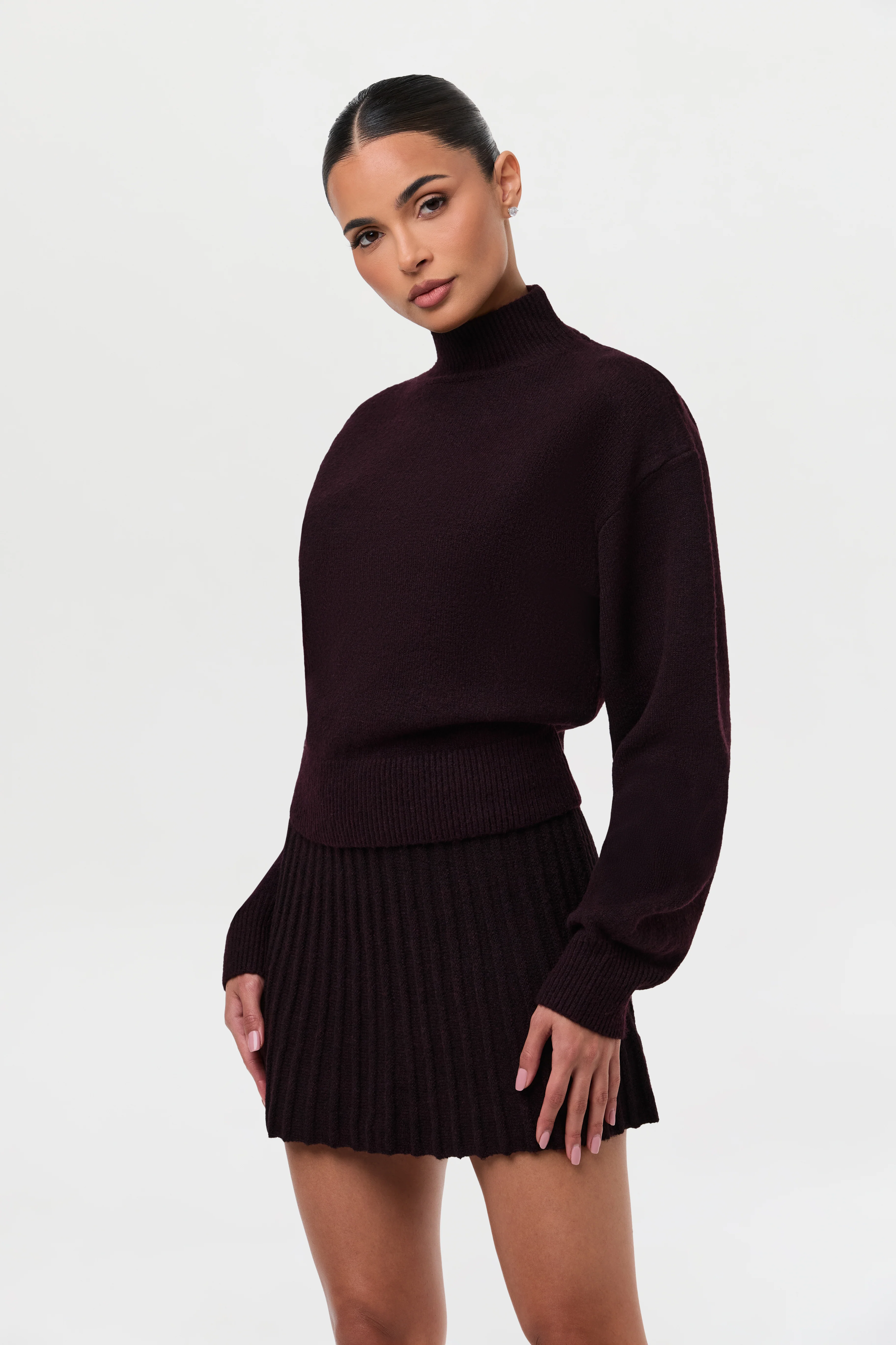 Pleated Knit Sweater Mini Skirt - Image 13