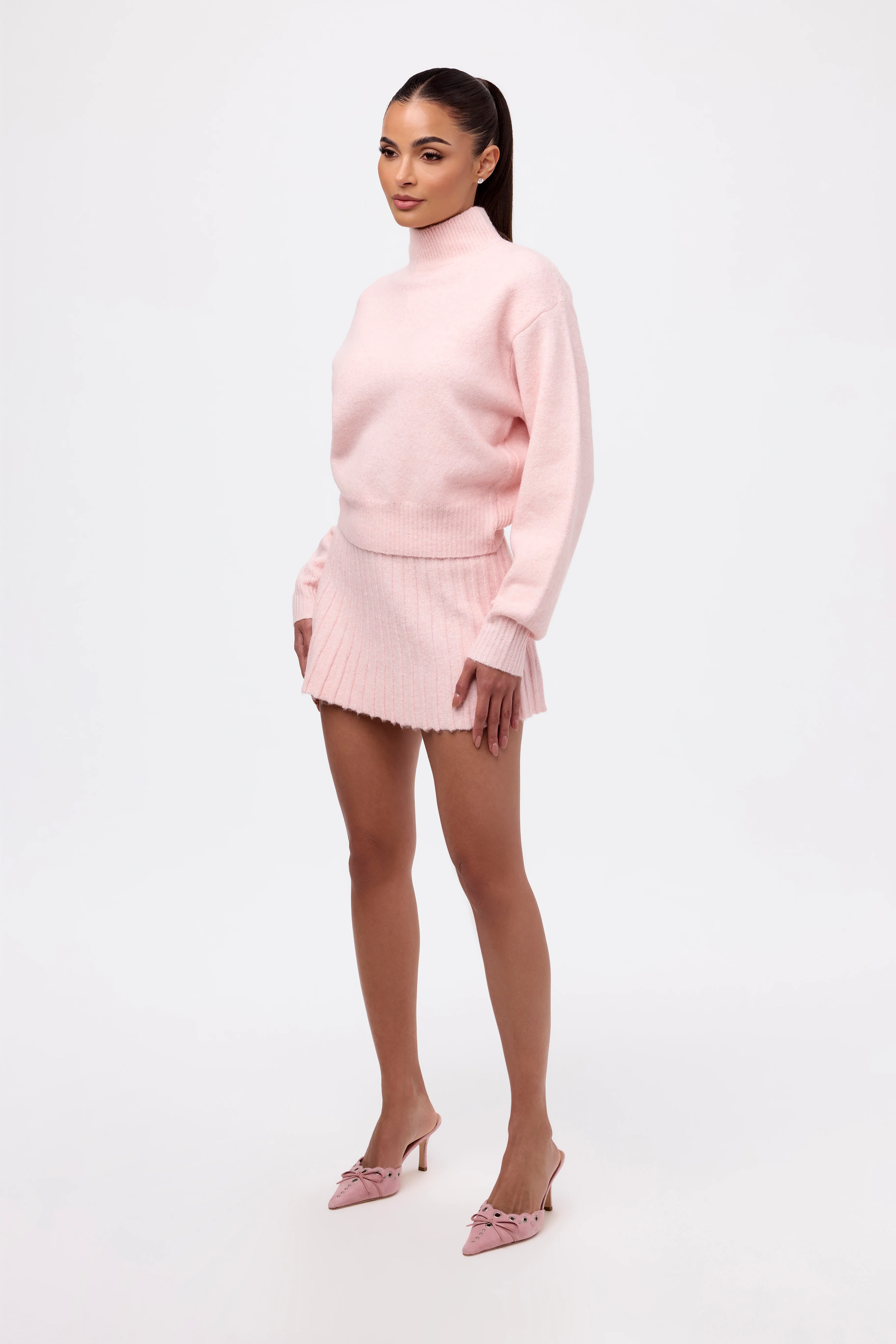 Pleated Knit Sweater Mini Skirt - Image 15