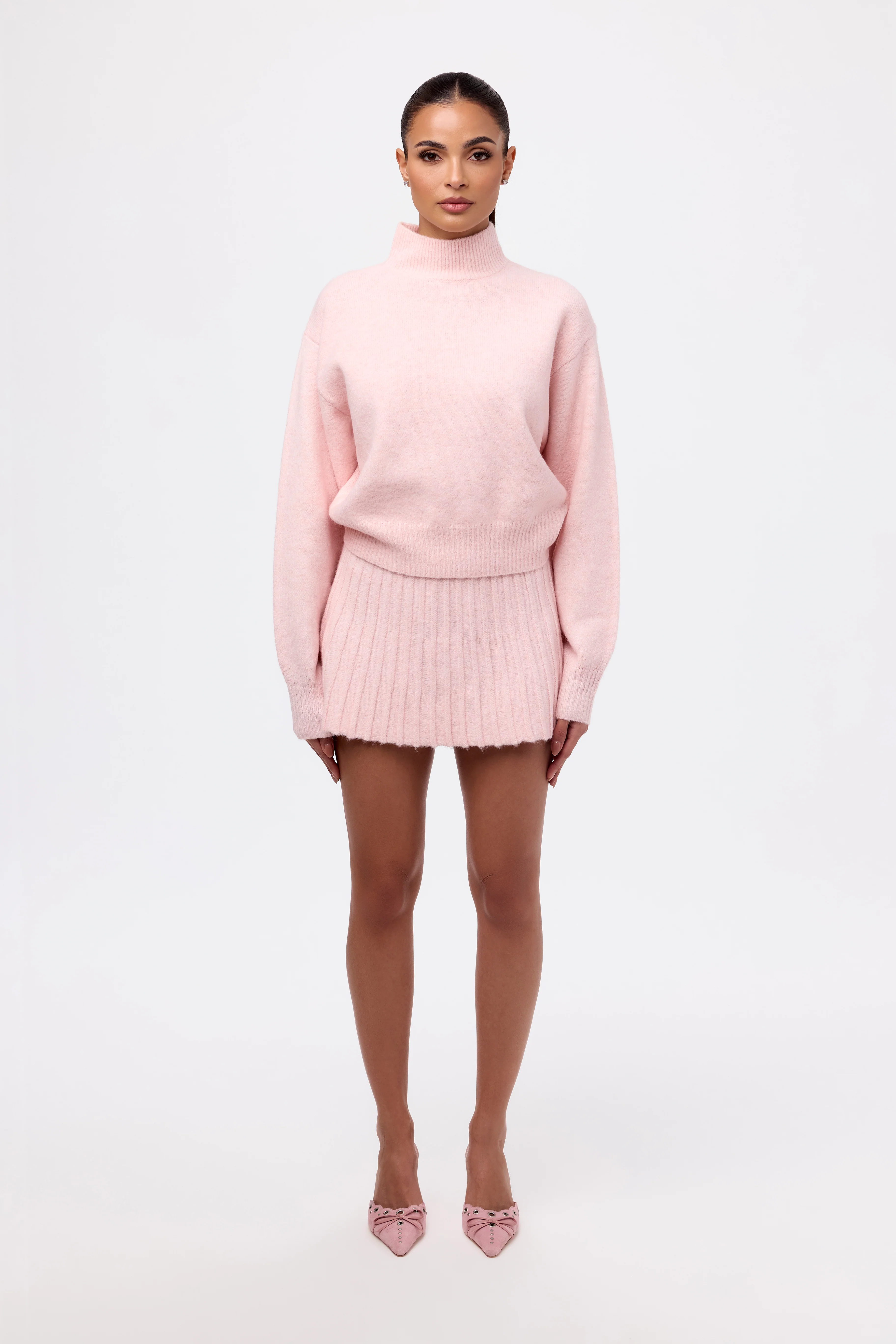 Pleated Knit Sweater Mini Skirt - Image 16