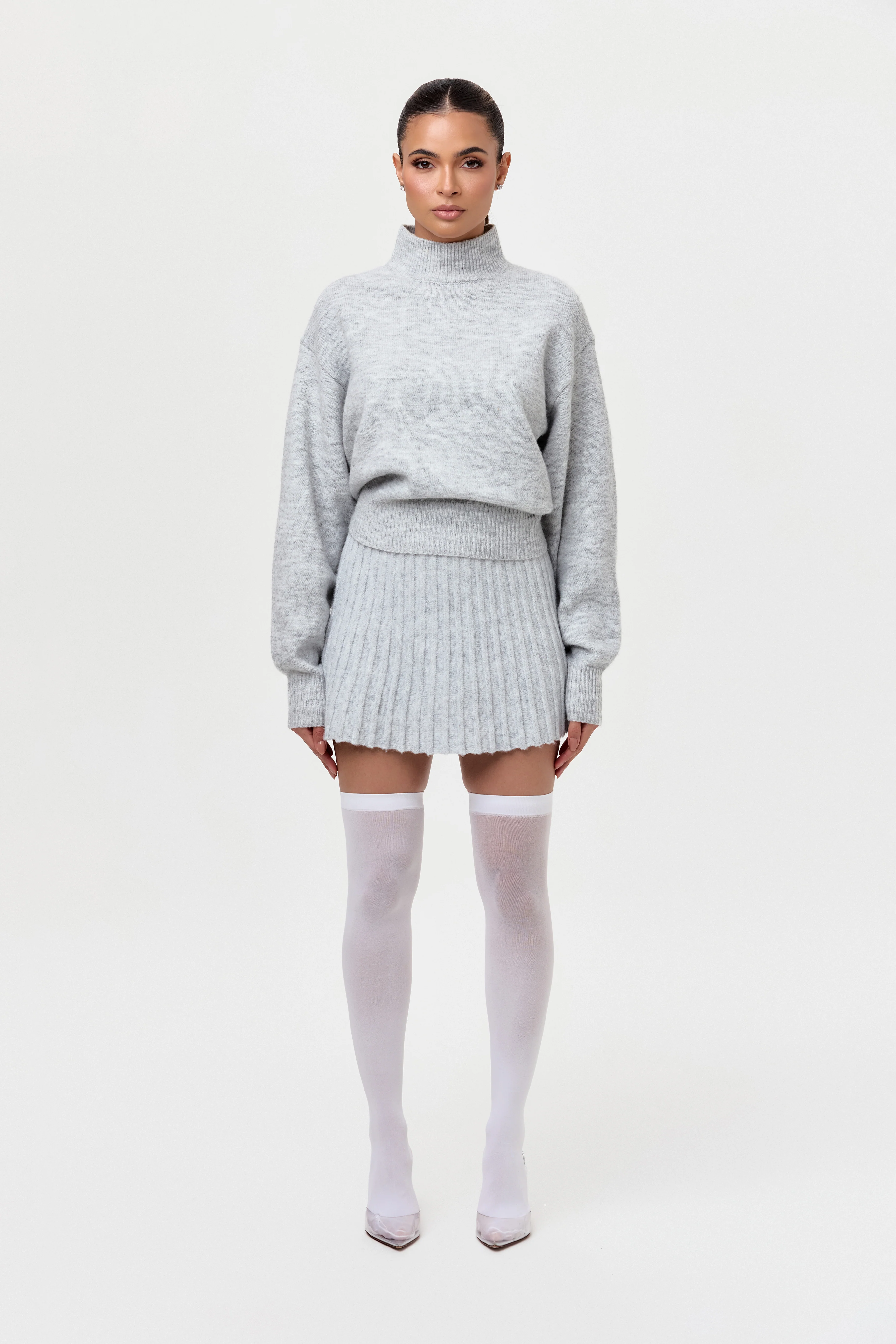 Pleated Knit Sweater Mini Skirt - Image 20