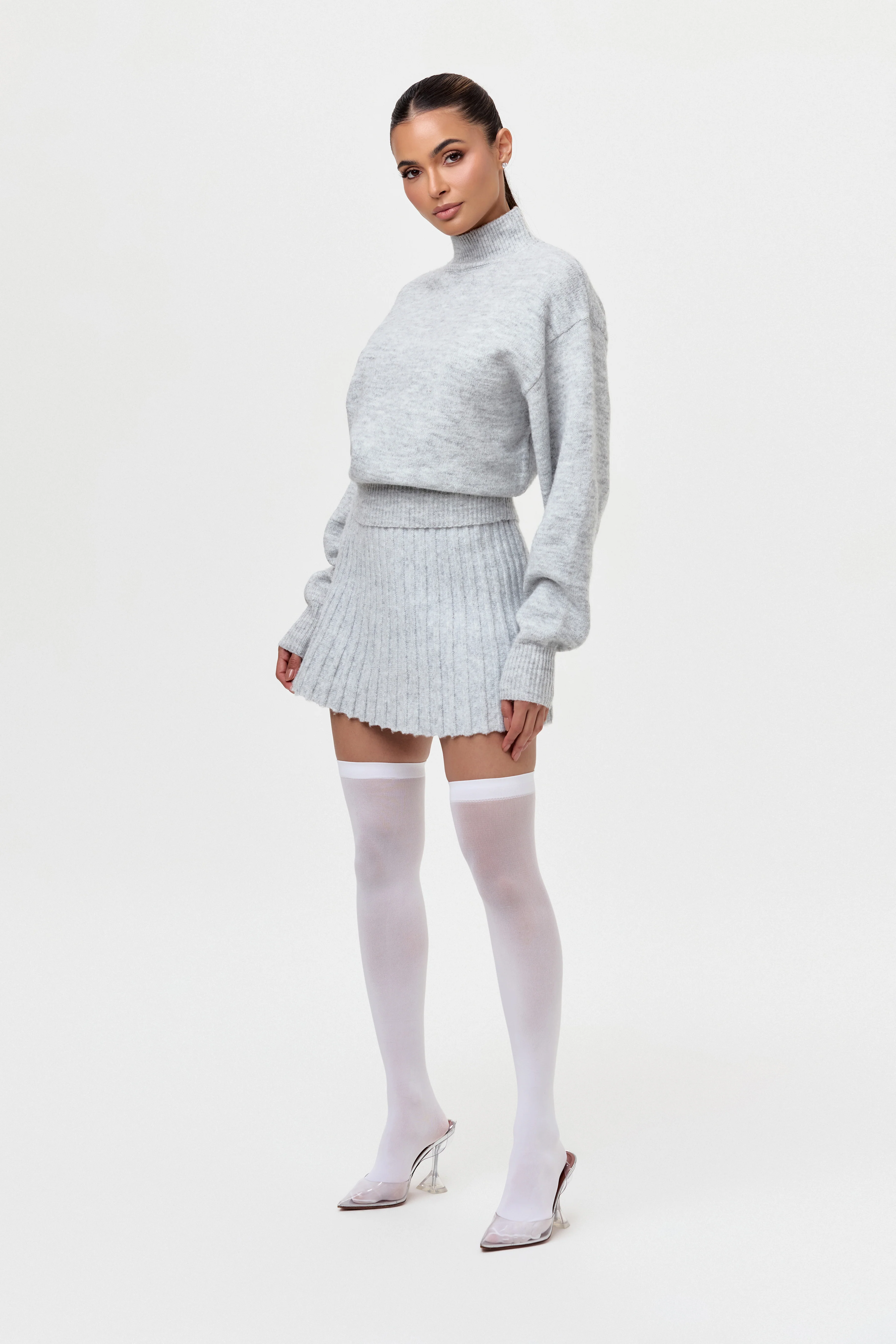 Pleated Knit Sweater Mini Skirt - Image 24