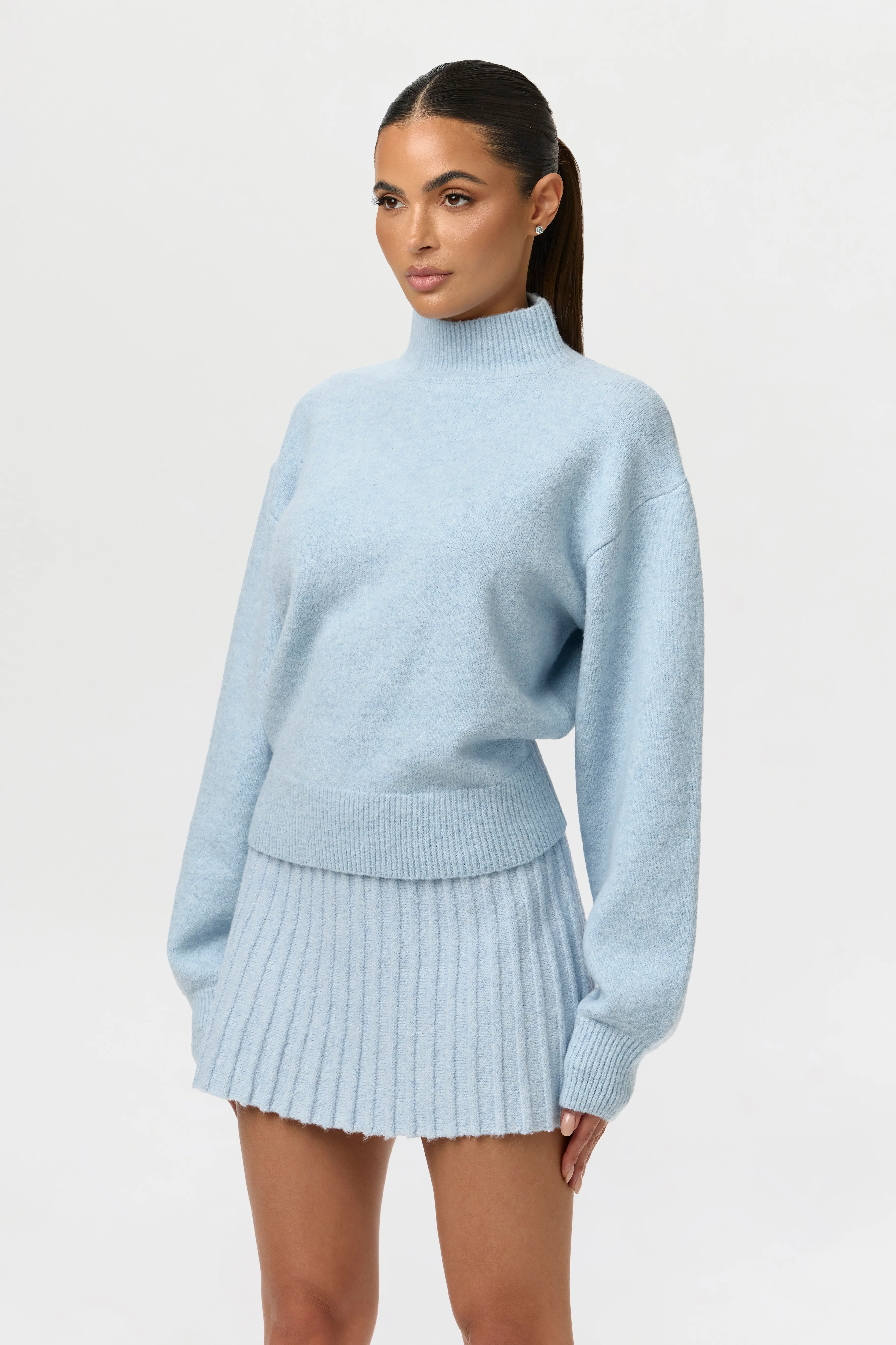 Pleated Knit Sweater Mini Skirt - Image 3