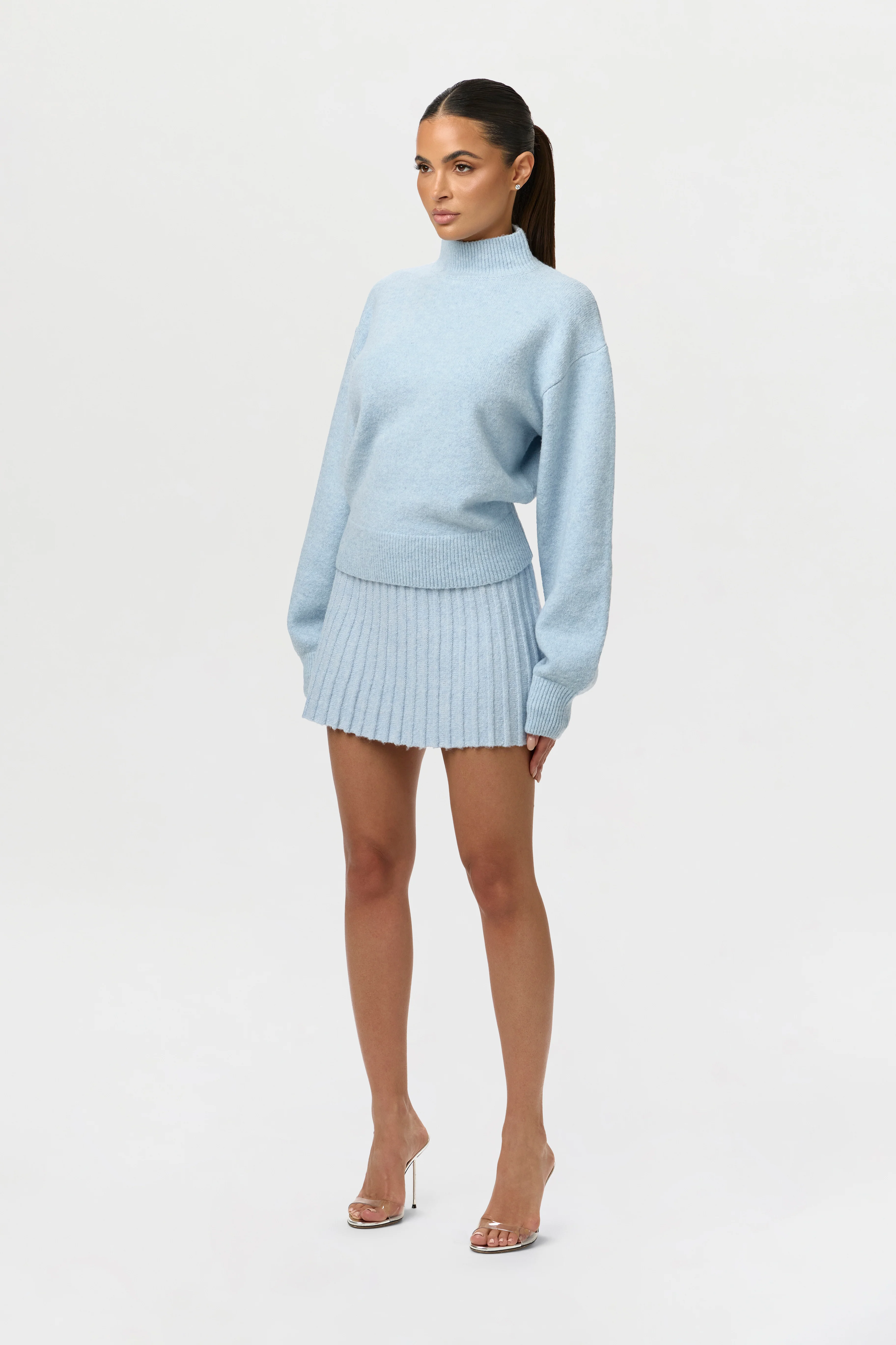 Pleated Knit Sweater Mini Skirt - Image 5