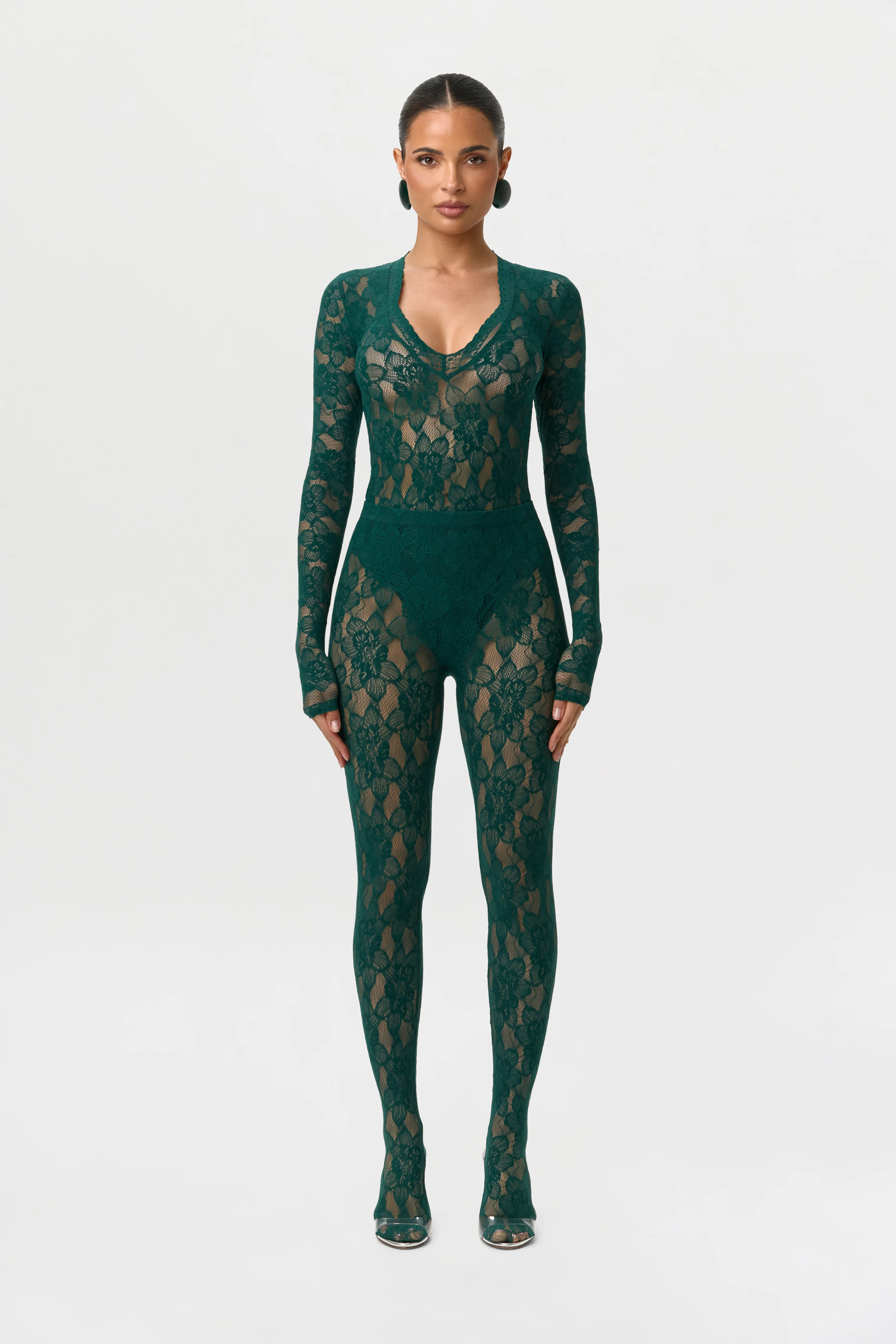 Stretch Lace V-Neck Bodysuit - Image 4